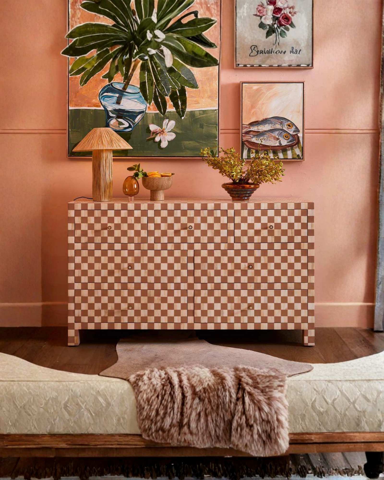 Maze Chest of Drawers - Brown Bone Inlay - Tabeer Homes