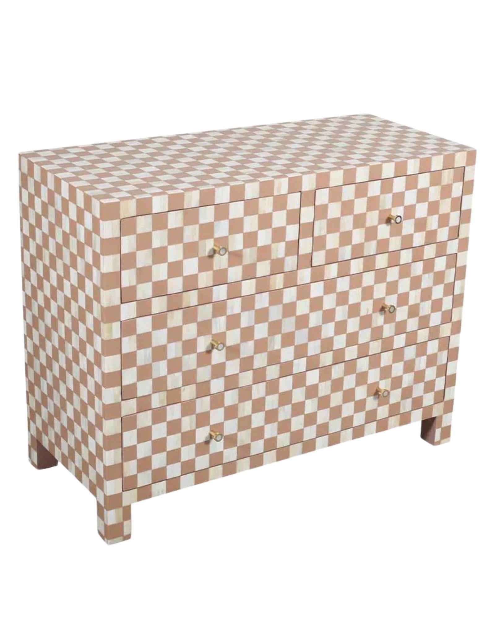 Maze Chest of Drawers - Brown Bone Inlay - Tabeer Homes