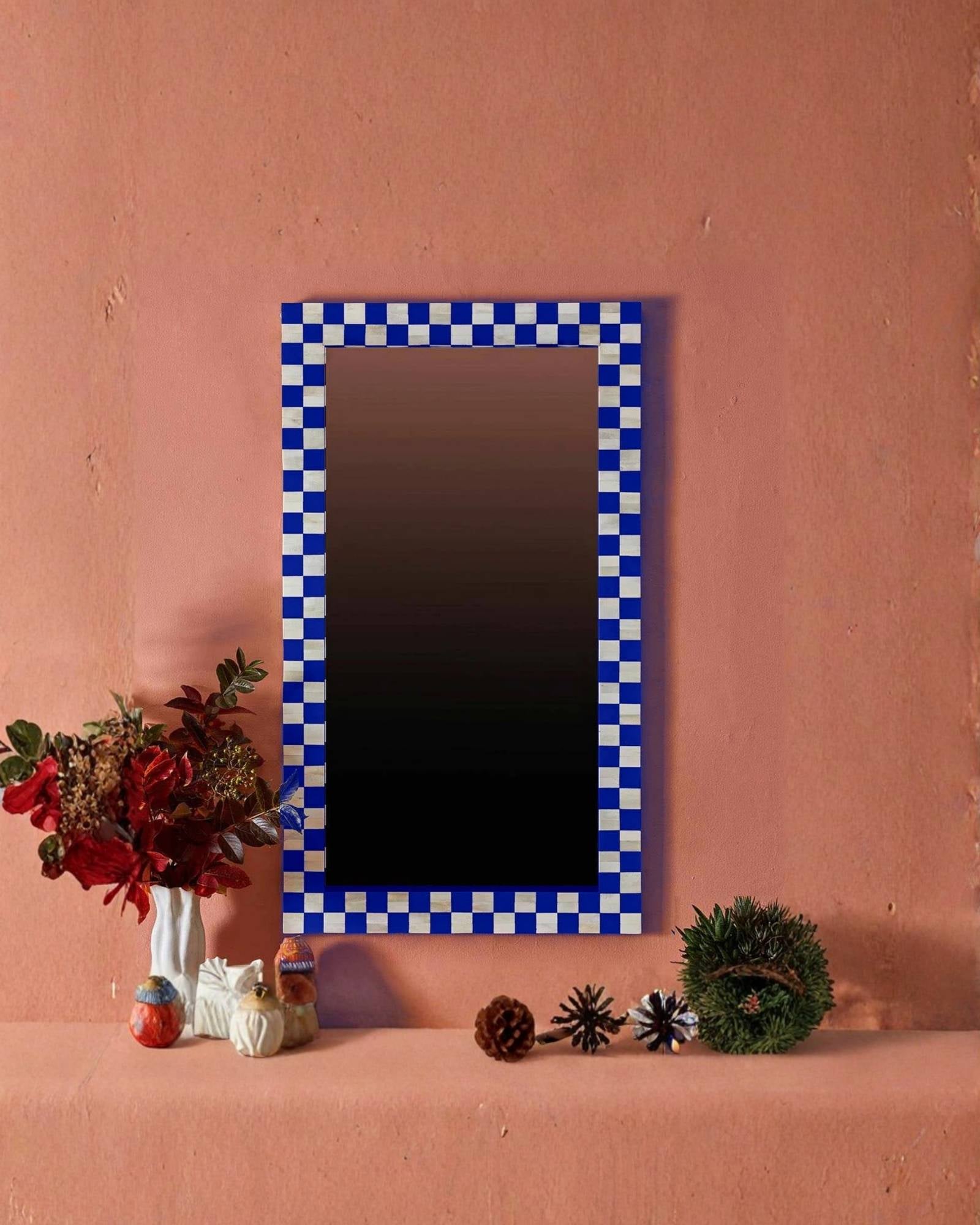 Maze Mirror - Blue Bone Inlay - Tabeer Homes