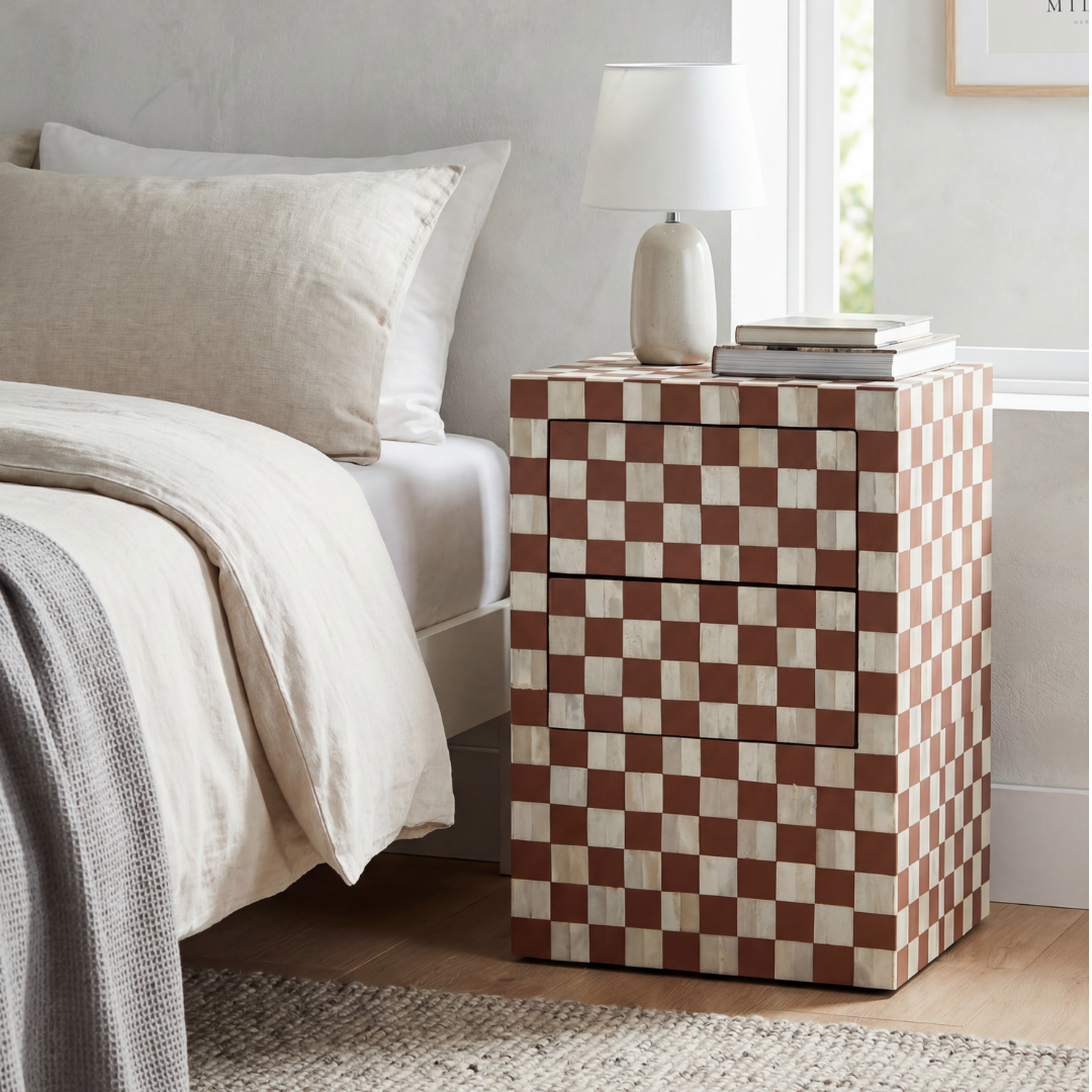 Maze Side Drawer – Almond Bone Inlay