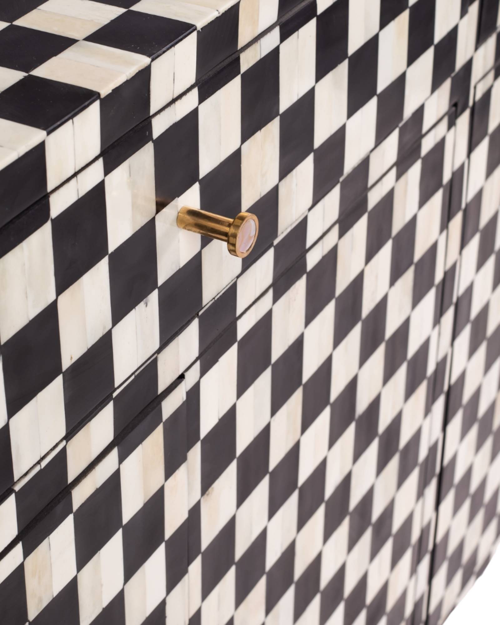Maze Sideboard Cabinet - Black & White Bone Inlay - Tabeer Homes