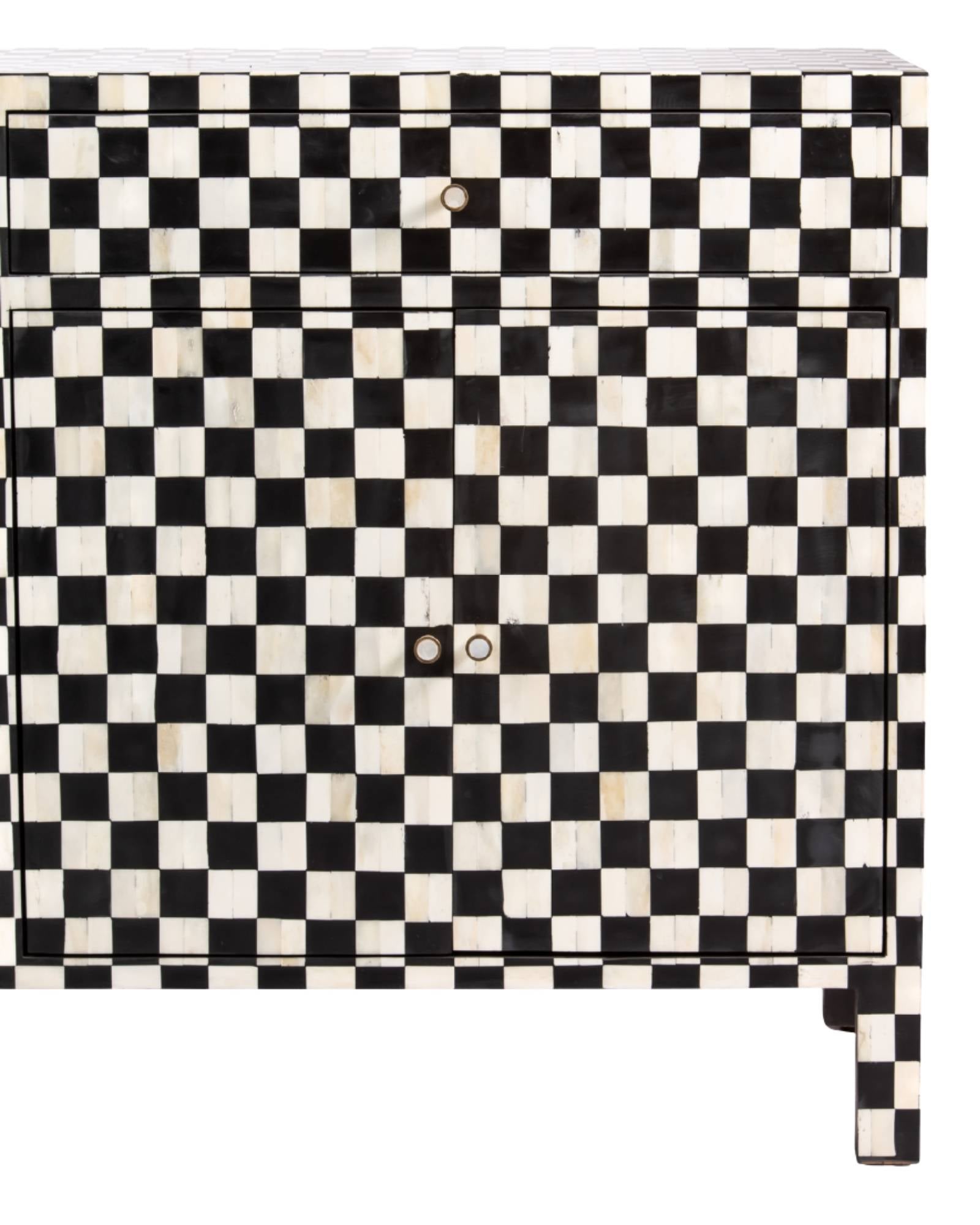Maze Sideboard Cabinet - Black & White Bone Inlay - Tabeer Homes