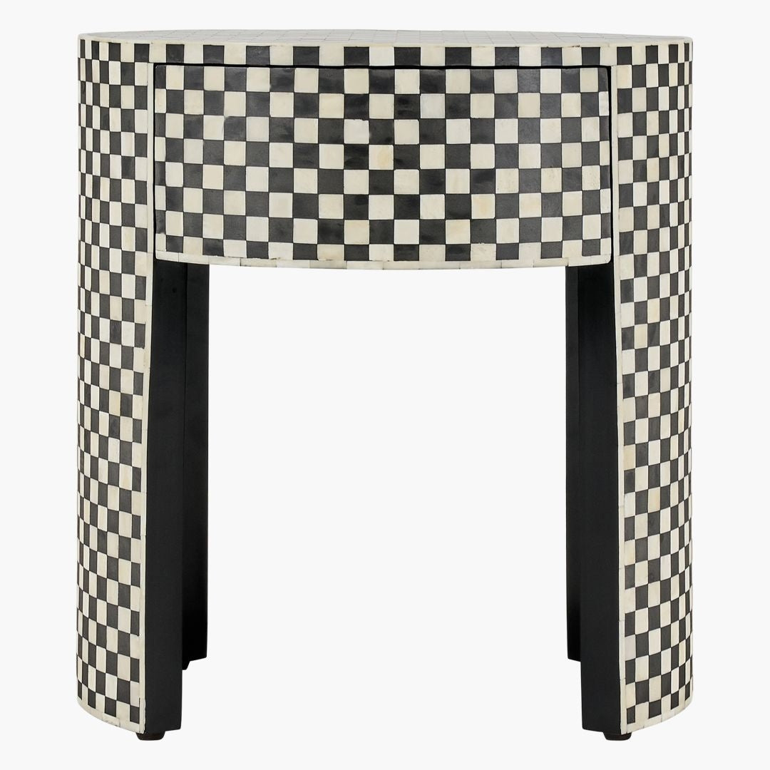 Maze Side Drawer in Black and White Bone Inlay by Tabeer Homes