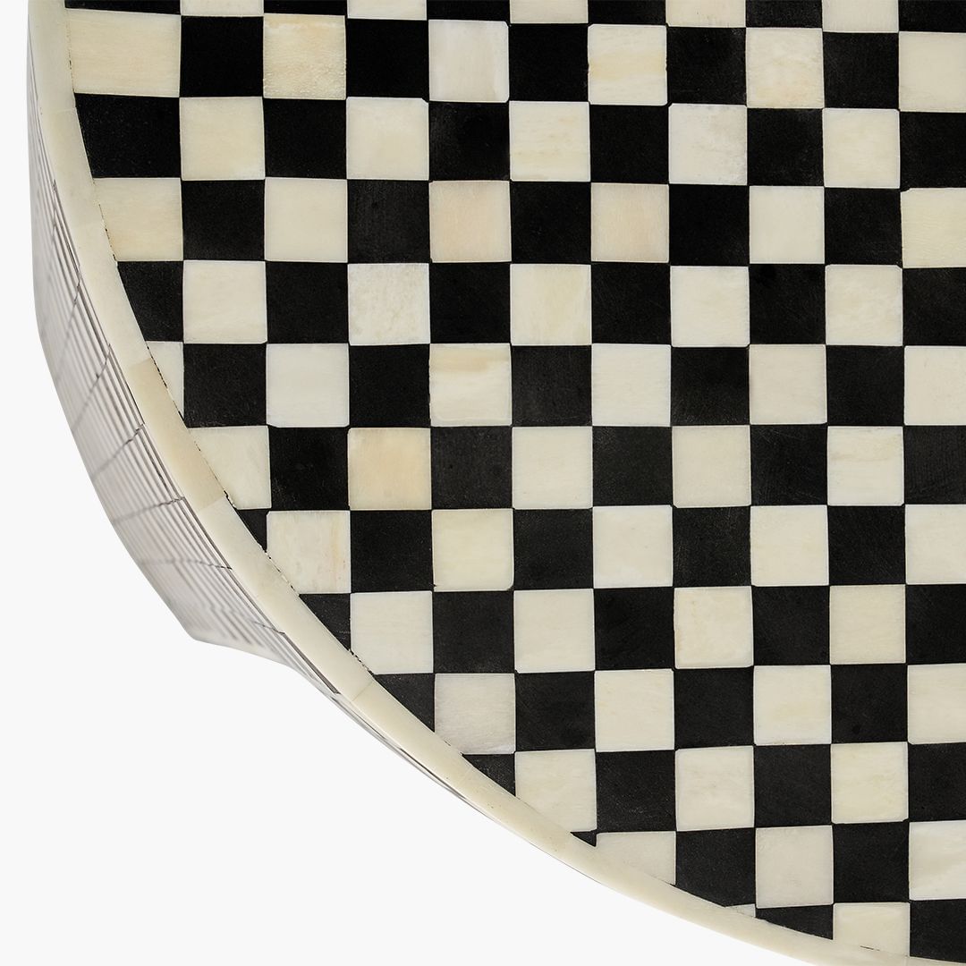 Maze Side Drawer in Black and White Bone Inlay by Tabeer Homes