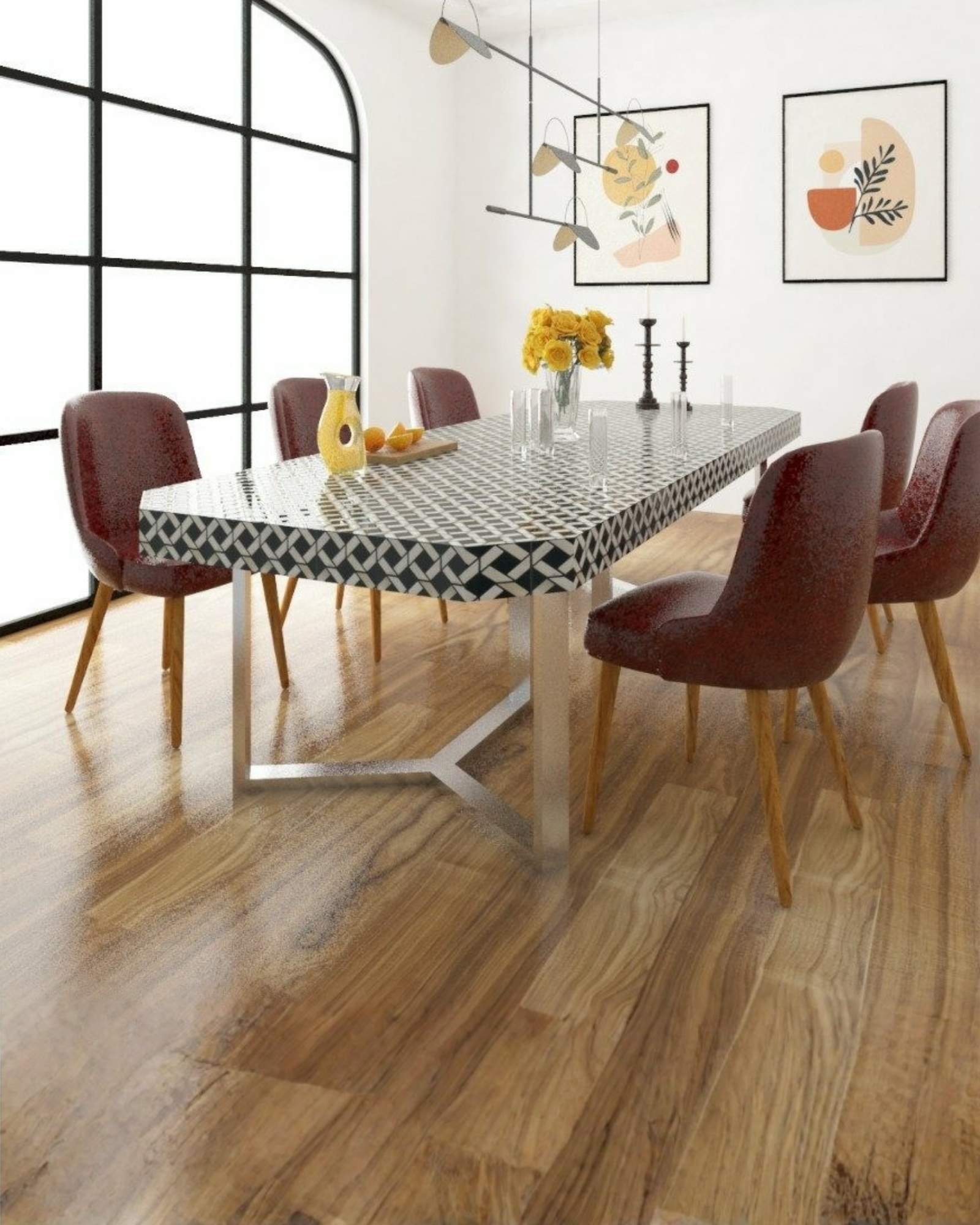 Milos Dining Table - Bone Inlay 8 Seater - Tabeer Homes