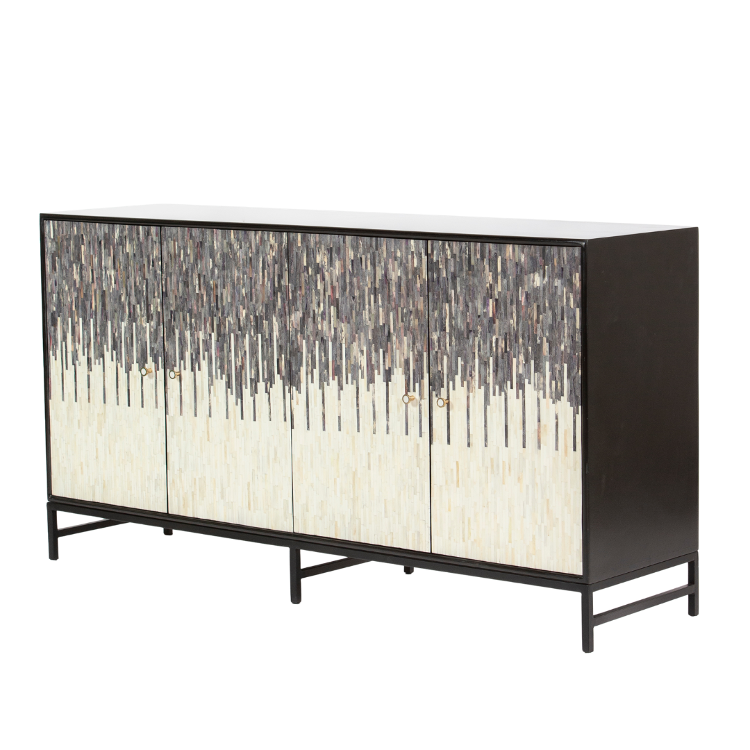 Naveli Cabinet - Black Bone Carved Cabinet - Tabeer Homes