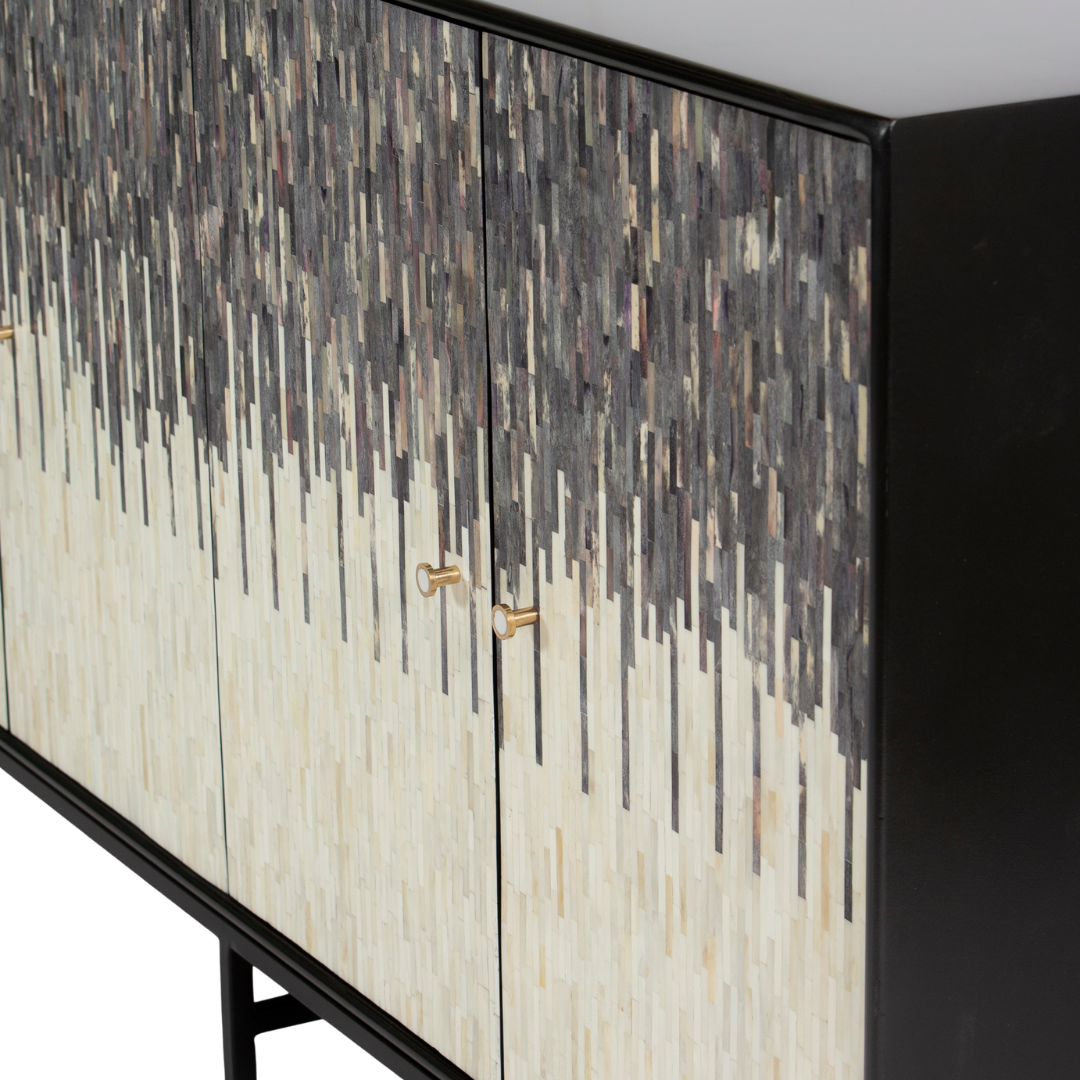 Naveli Cabinet - Black Bone Carved Cabinet - Tabeer Homes