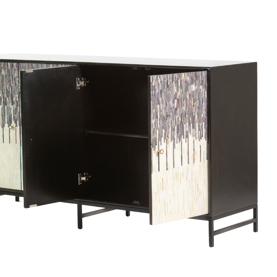 Naveli Cabinet - Black Bone Carved Cabinet - Tabeer Homes