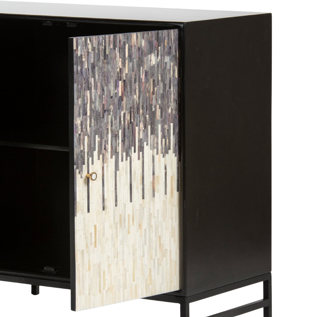 Naveli Cabinet - Black Bone Carved Cabinet - Tabeer Homes