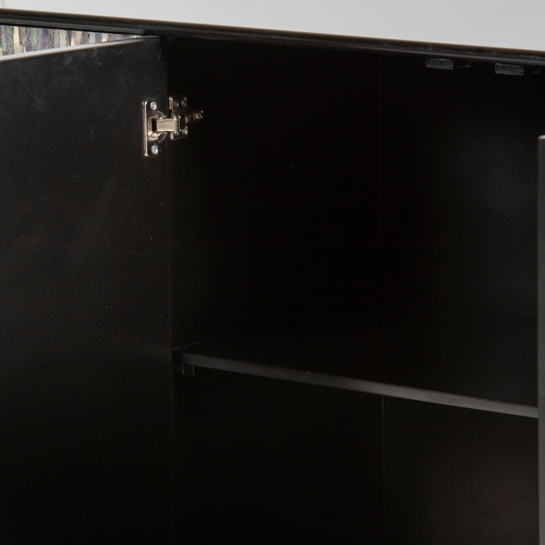 Naveli Cabinet - Black Bone Carved Cabinet - Tabeer Homes