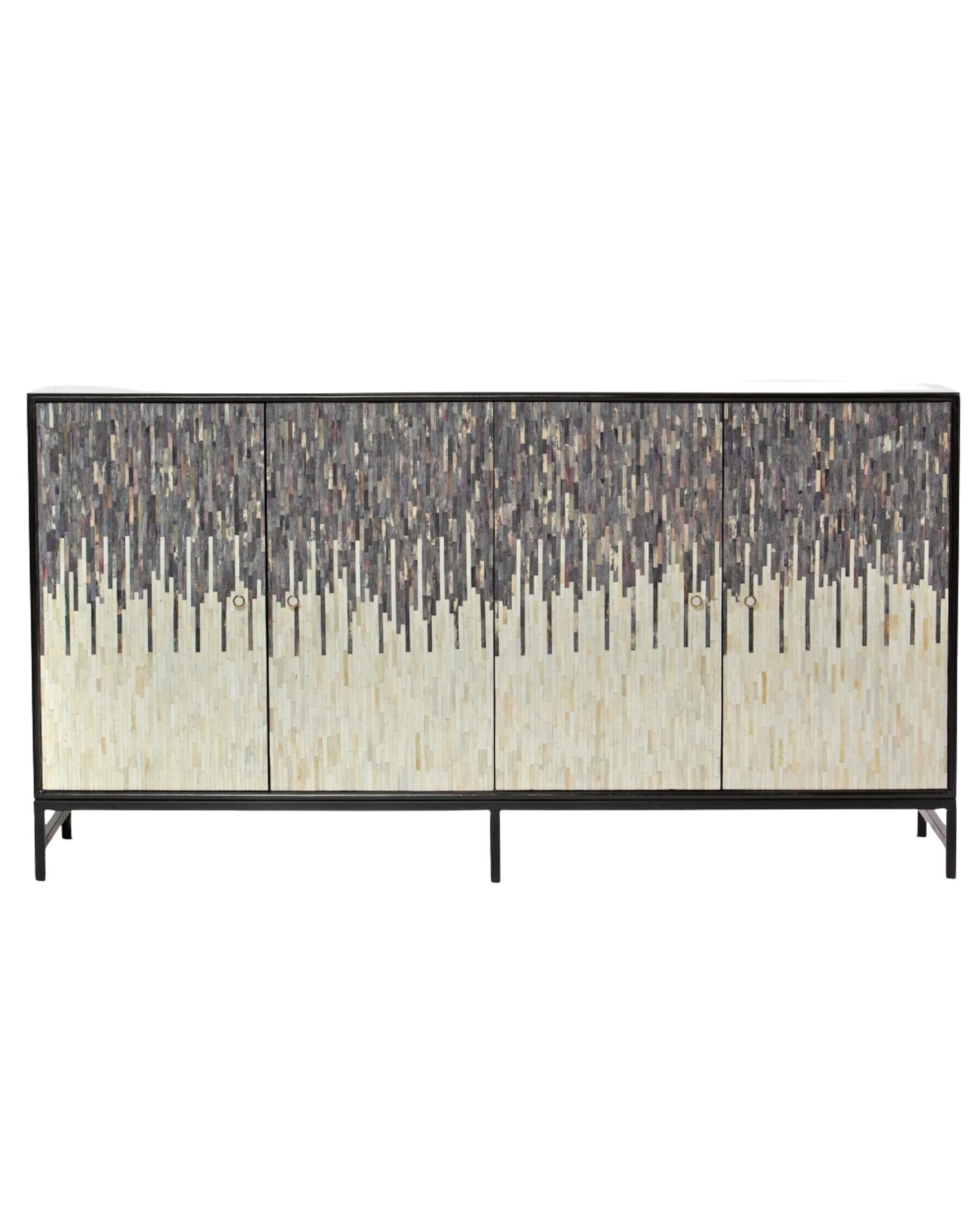 Naveli Cabinet - Black Bone Carved Cabinet - Tabeer Homes