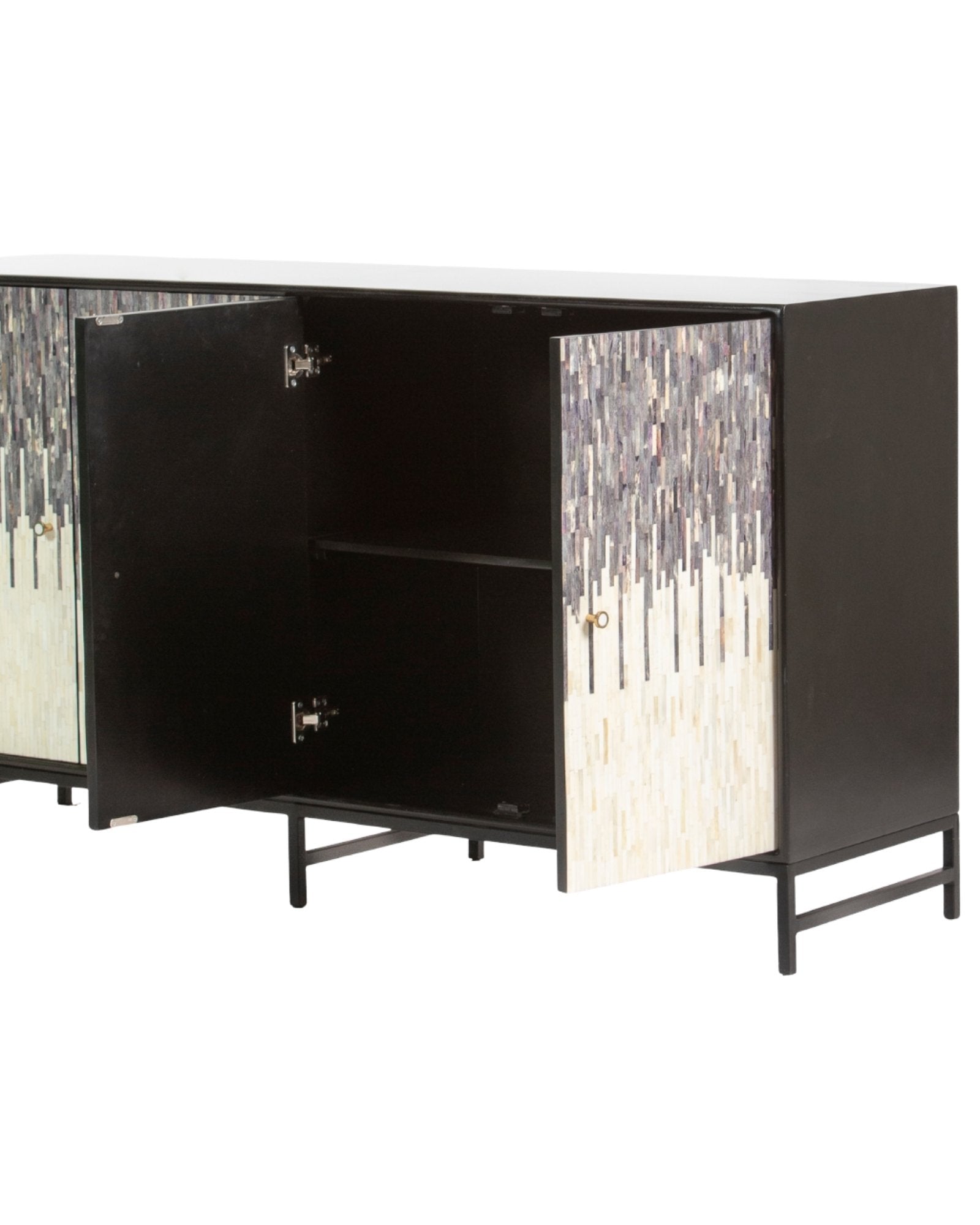 Naveli Cabinet - Black Bone Carved Cabinet - Tabeer Homes