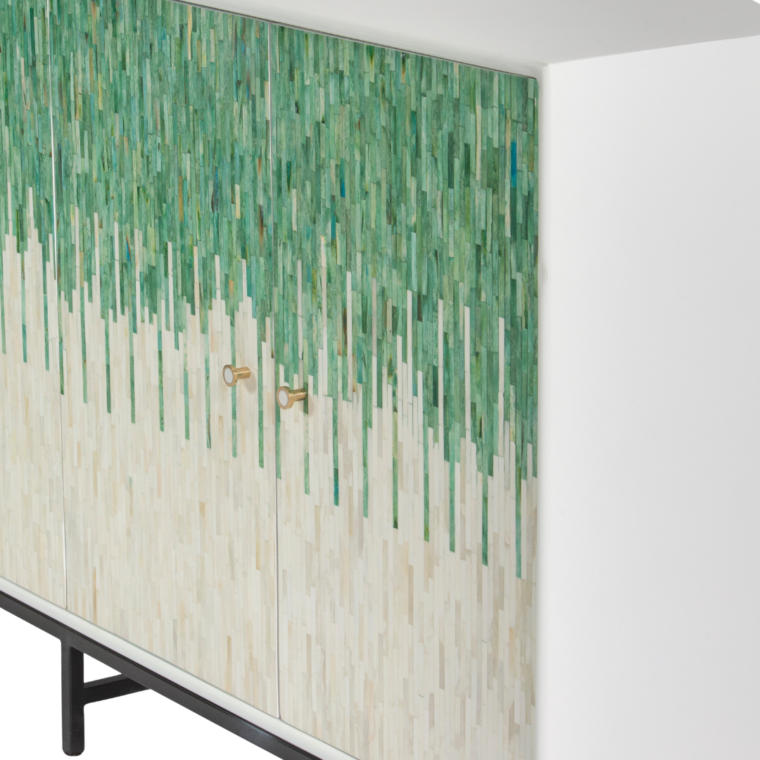 Naveli Sideboard Green Bone Carved by Tabeer Homes