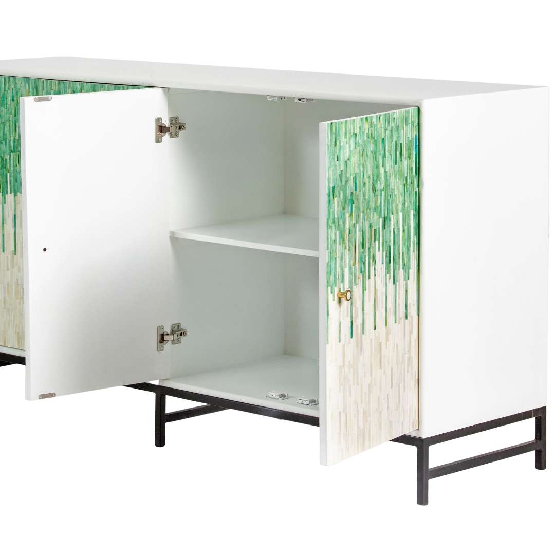 Naveli Sideboard Green Bone Carved by Tabeer Homes