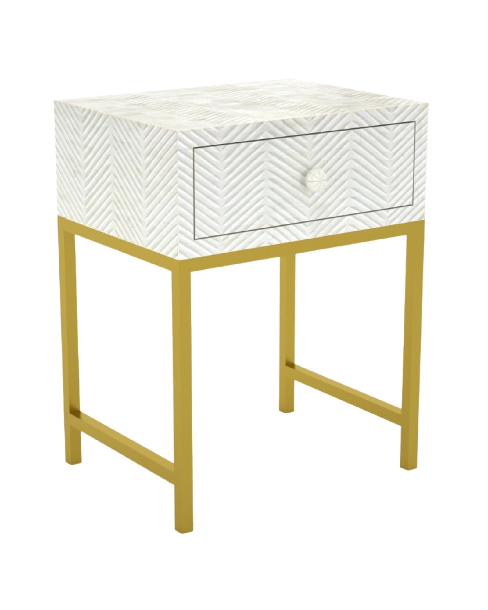 White Bone Inlay Side Table