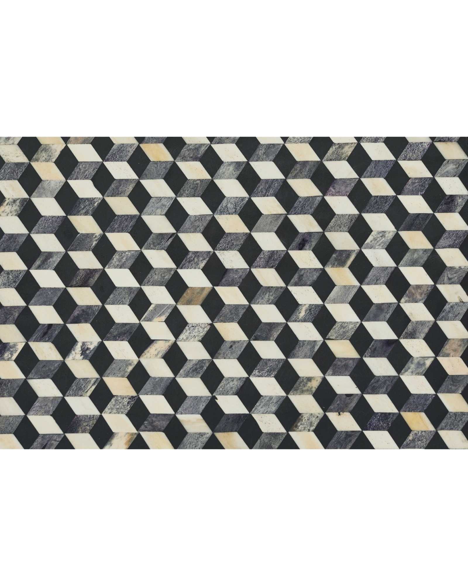 Nirvana C-Shape Side Table - Black & White Bone Inlay - Tabeer Homes.