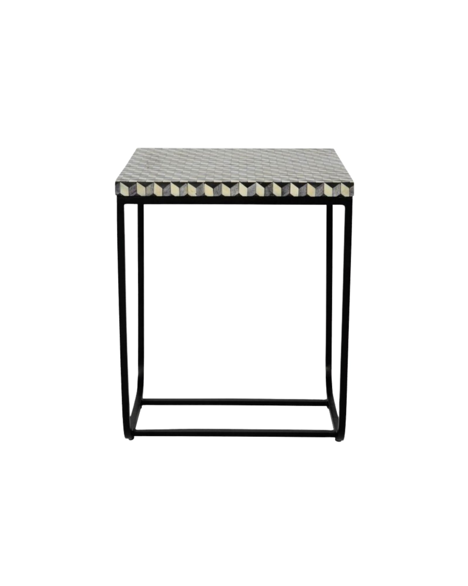 Nirvana Side Table - Black & White Bone Inlay - Tabeer Homes