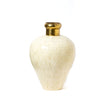 White bone inlay vase with brass neck detail, handcrafted decorative vase with ivory tones