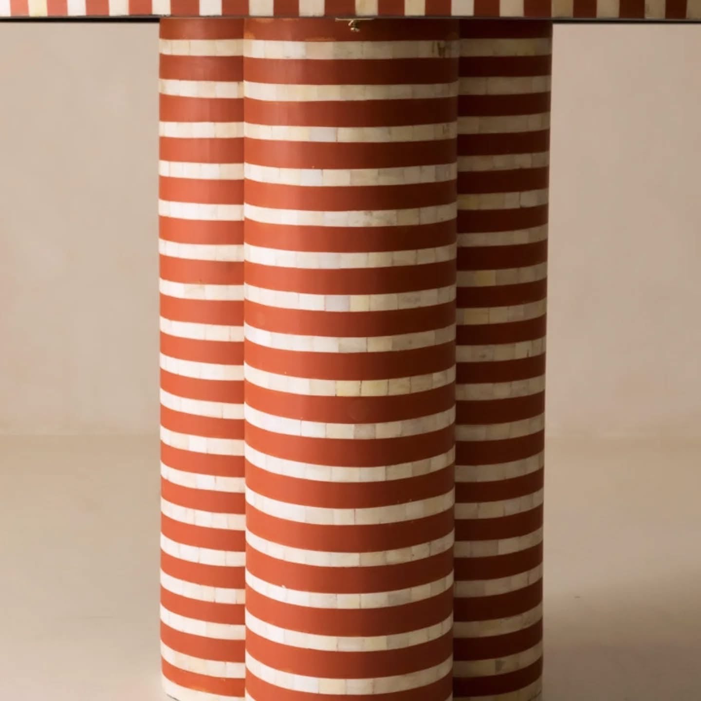 Orea Orange Dining Table - Bone Inlay by Tabeer Homes