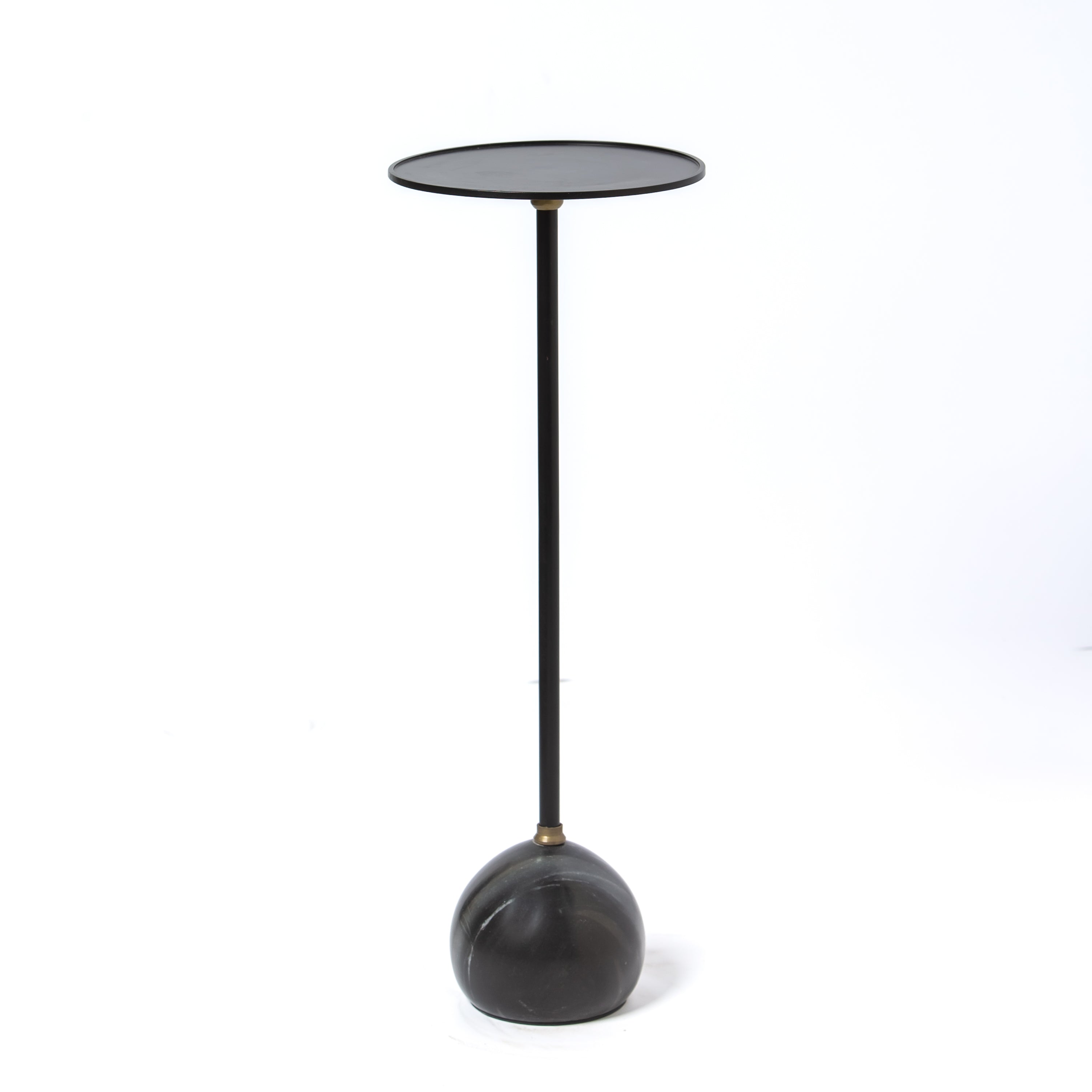 Praia Side Table – Black Metal & Marble Base by Tabeer Homes, contemporary sculptural accent table.