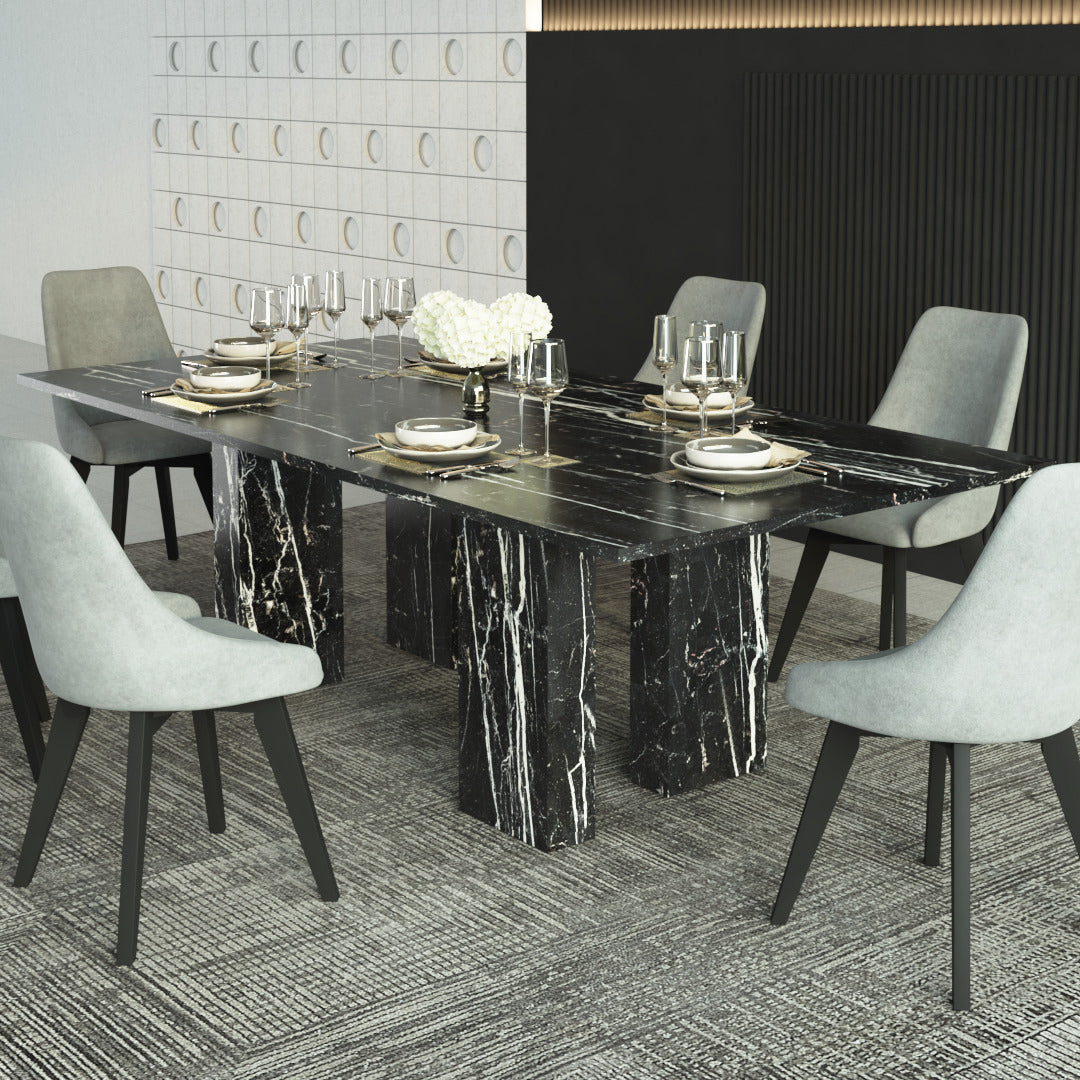 Ava Dining Table - 8 Seater Marble Clad - Tabeer Homes