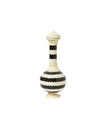 Black bone inlay vase with striped pattern, handcrafted decorative vase in ivory and black finish.