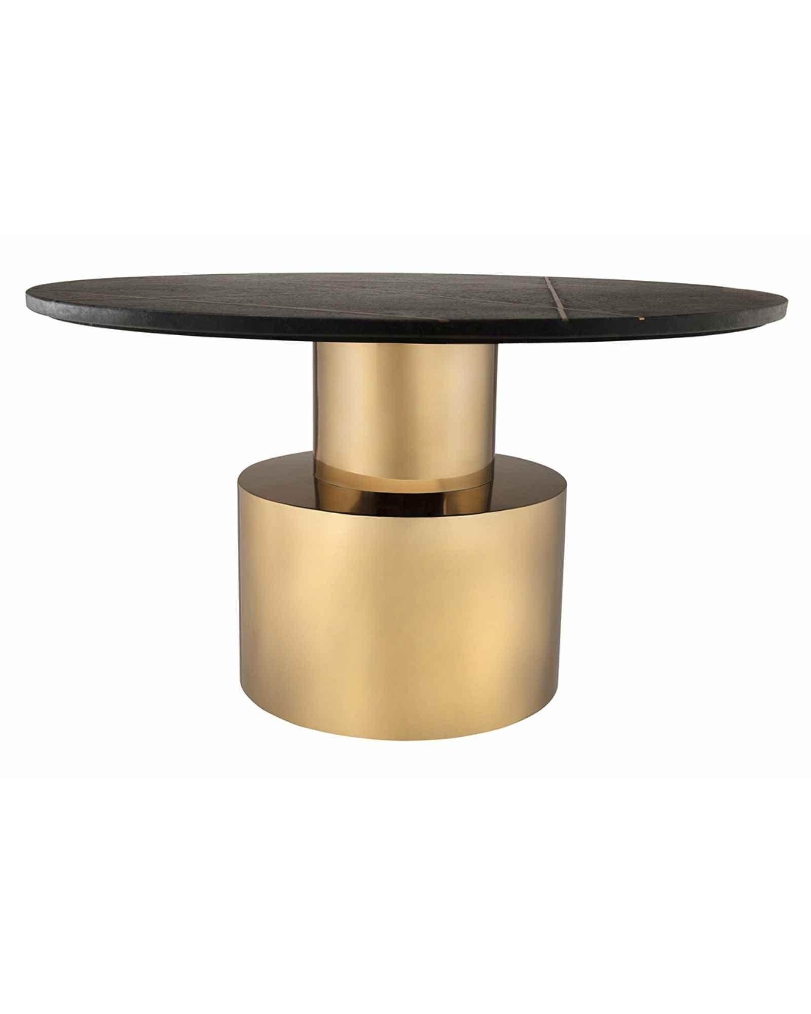 Manzil Coffee Table in grey bone inlay with golden base, handcrafted with bold striped design, size 100x100x45 cm.