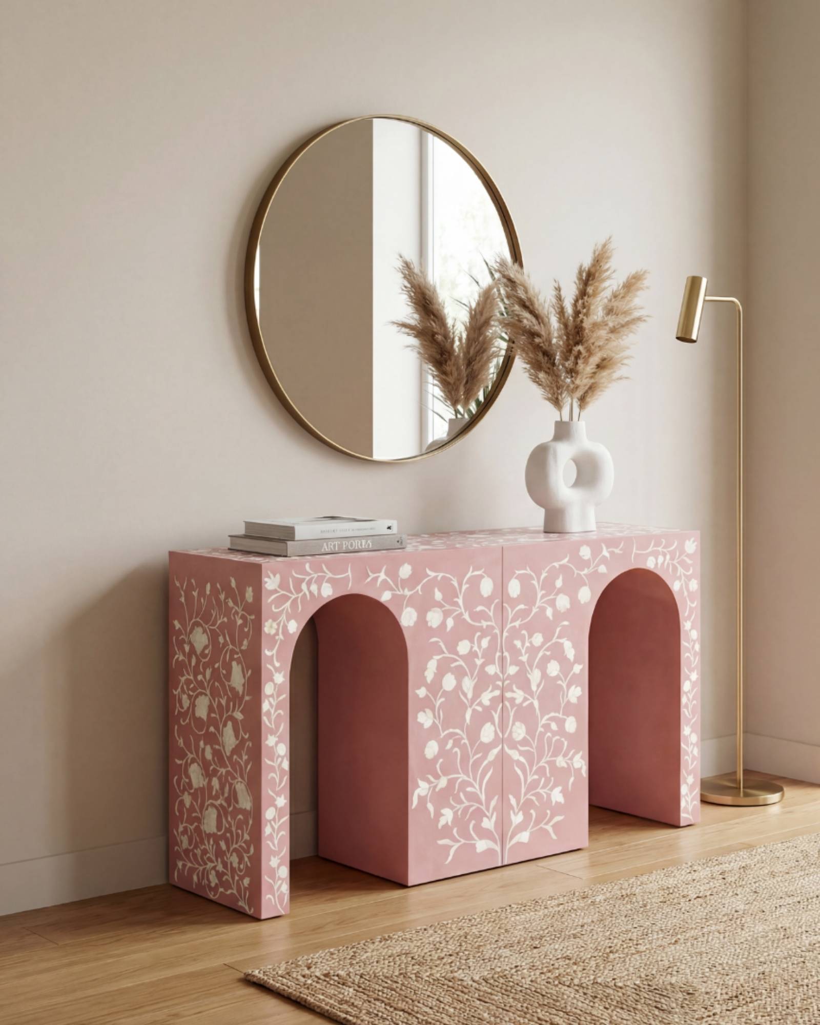 Rosetta Console - Pink Bone Inlay