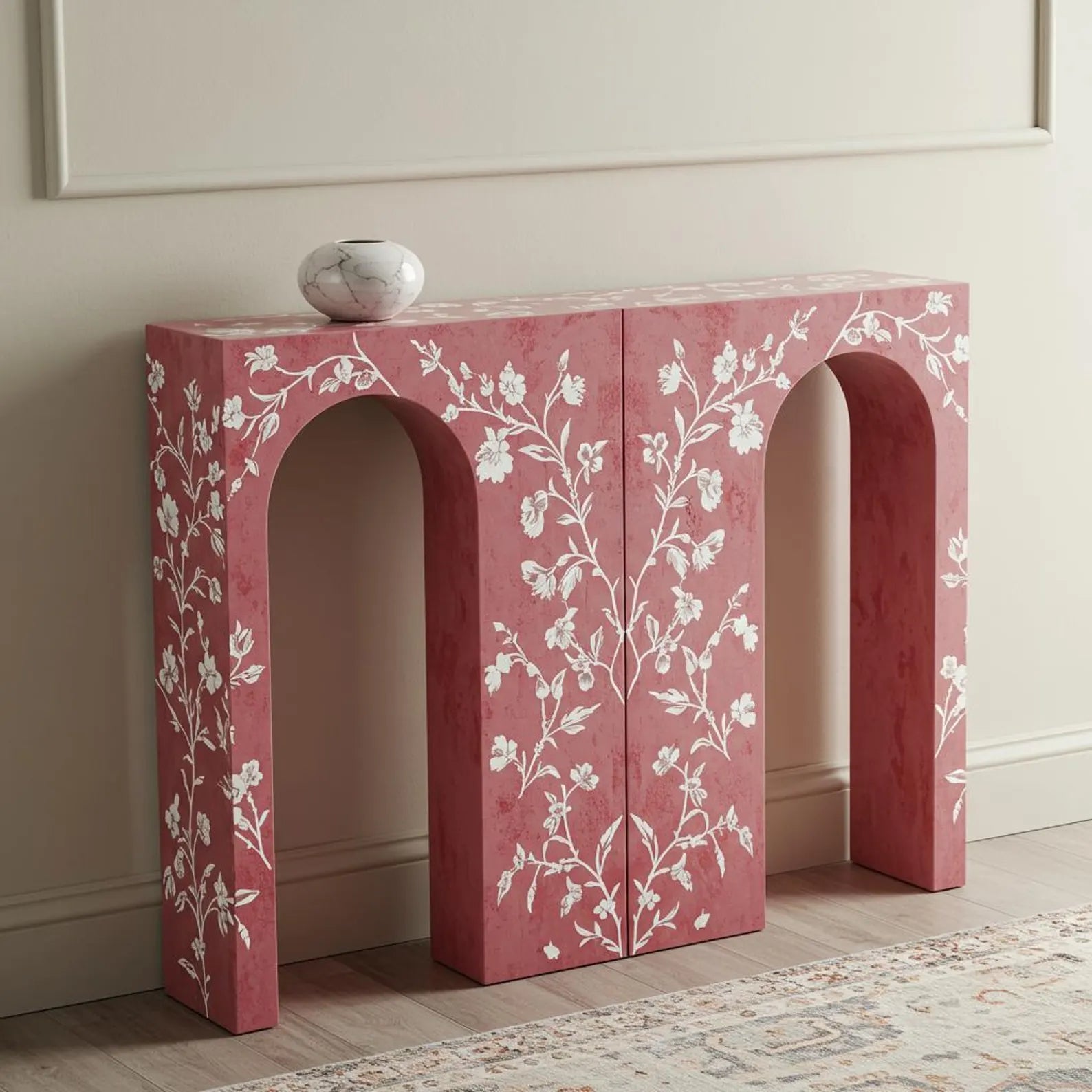 Rosetta Console Table - Pink Bone Inlay by Tabeer Homes