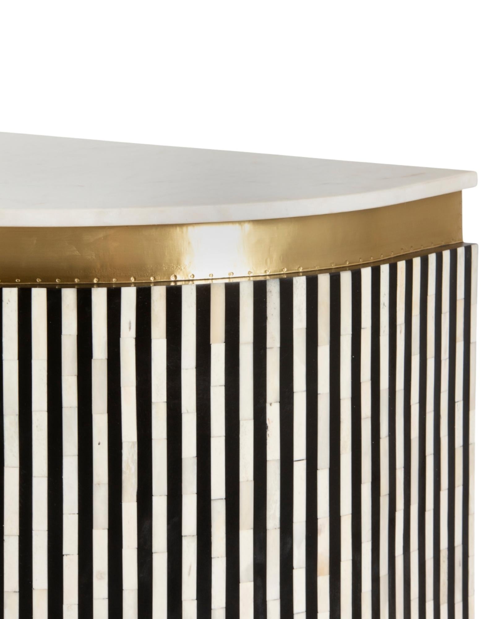SaphedBarUnit - Black and White Bone Inlay with Marble Top by Tabeer Homes