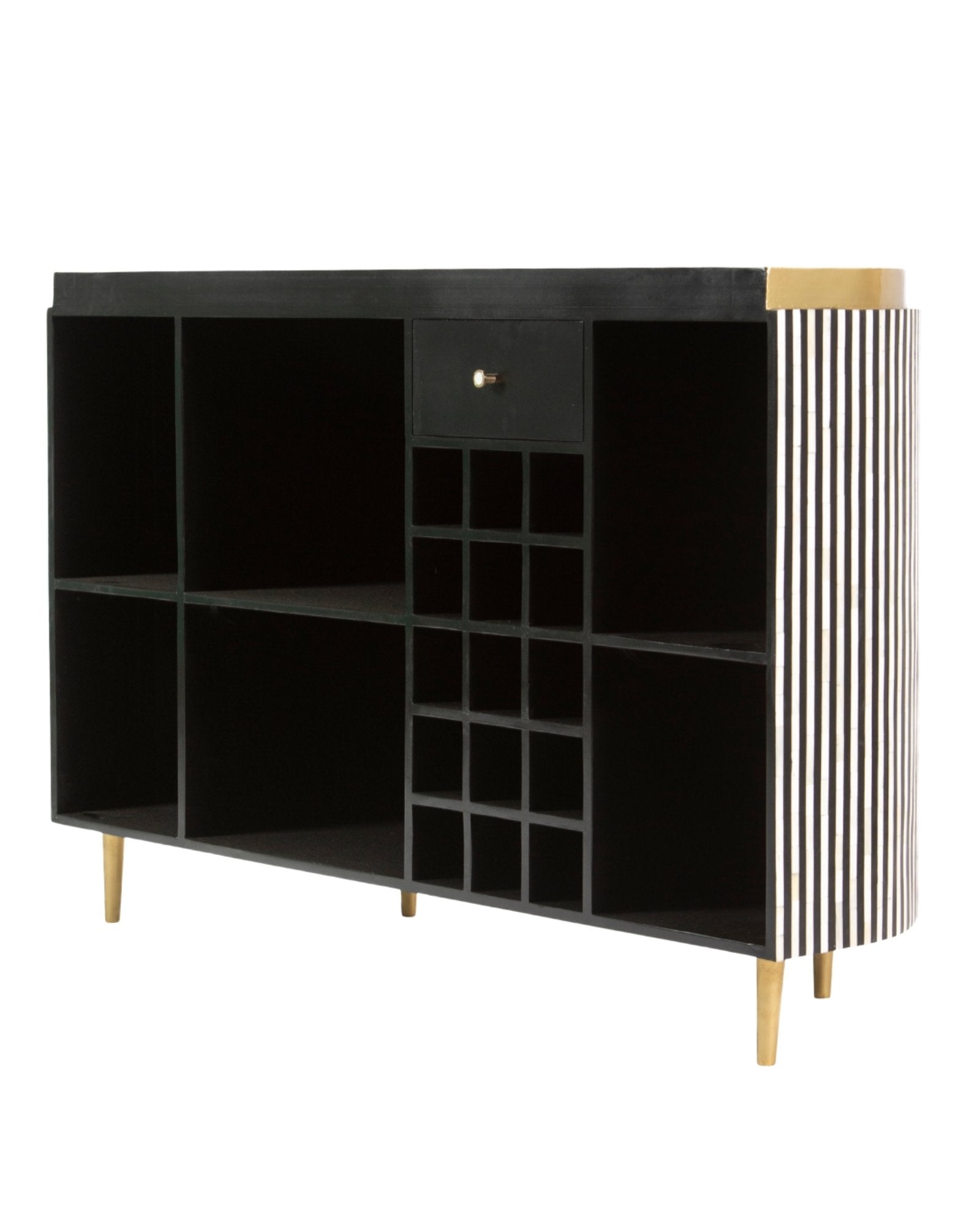 SaphedBarUnit - Black and White Bone Inlay with Marble Top by Tabeer Homes
