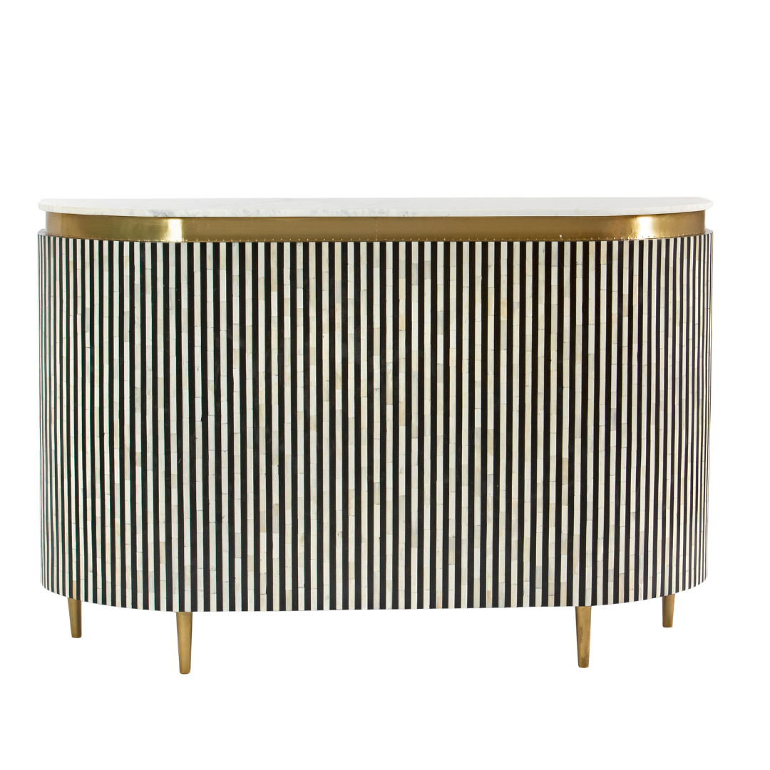 SaphedBarUnit - Black and White Bone Inlay with Marble Top by Tabeer Homes