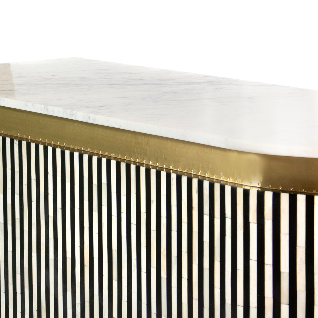 SaphedBarUnit - Black and White Bone Inlay with Marble Top by Tabeer Homes