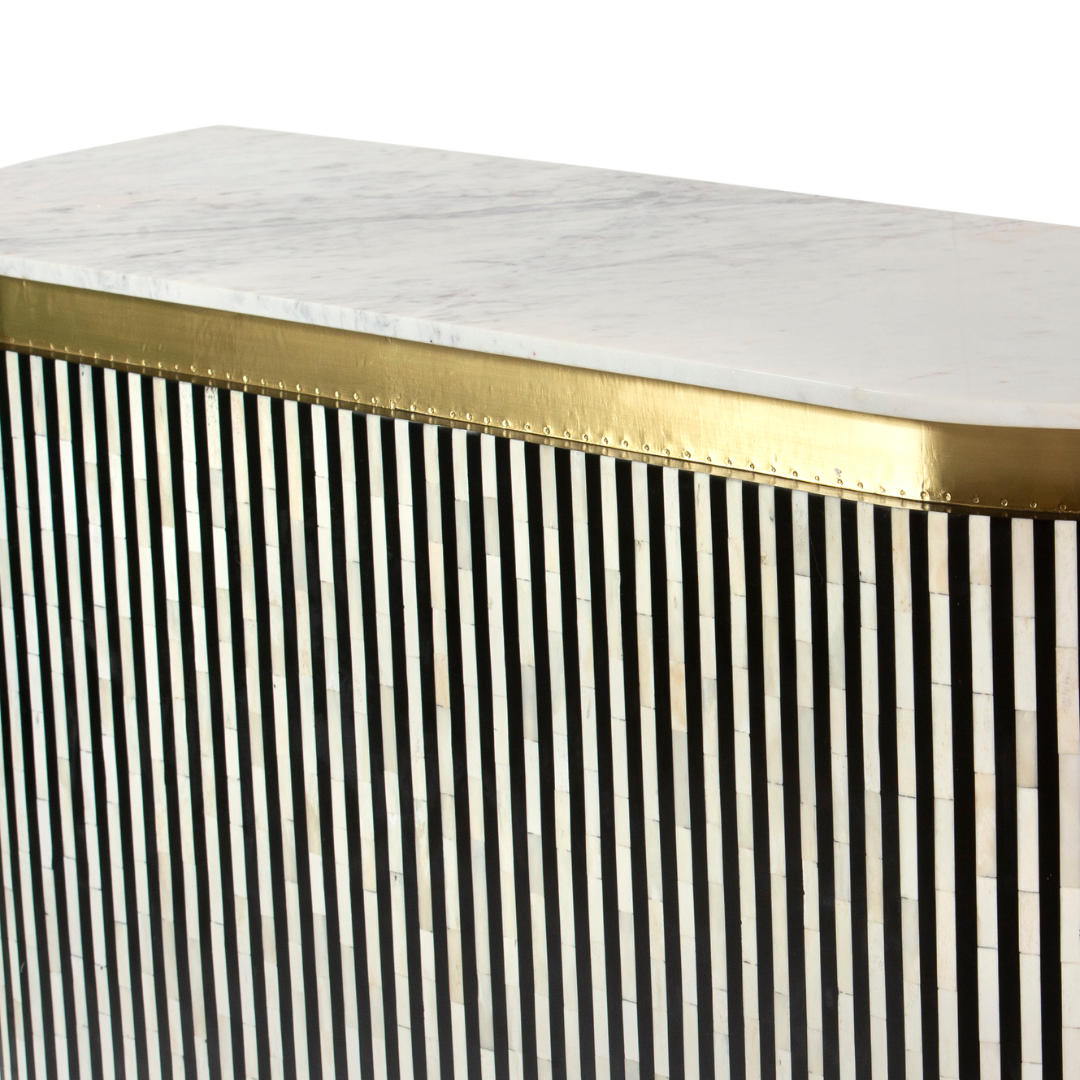 SaphedBarUnit - Black and White Bone Inlay with Marble Top by Tabeer Homes