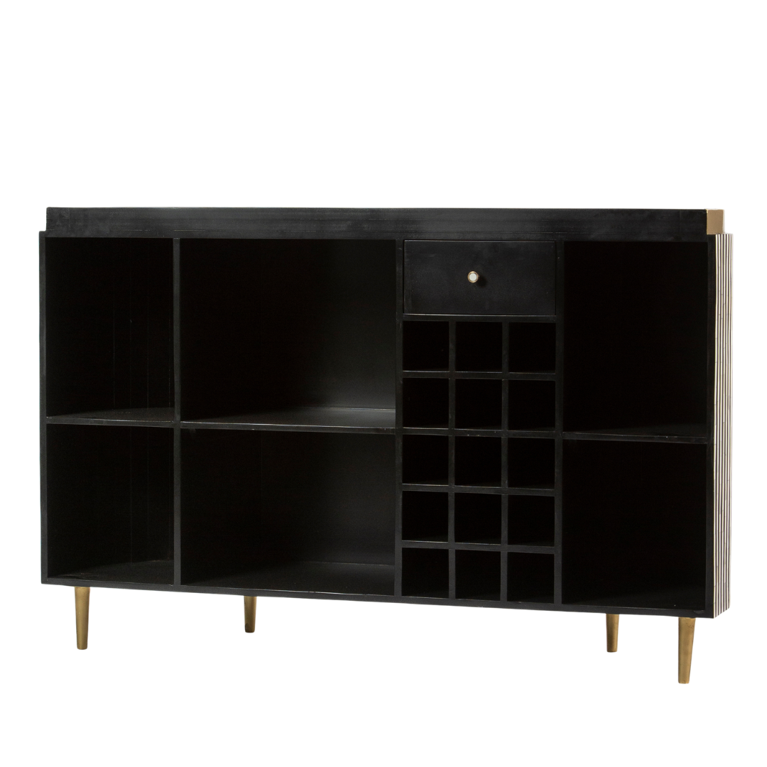 SaphedBarUnit - Black and White Bone Inlay with Marble Top by Tabeer Homes