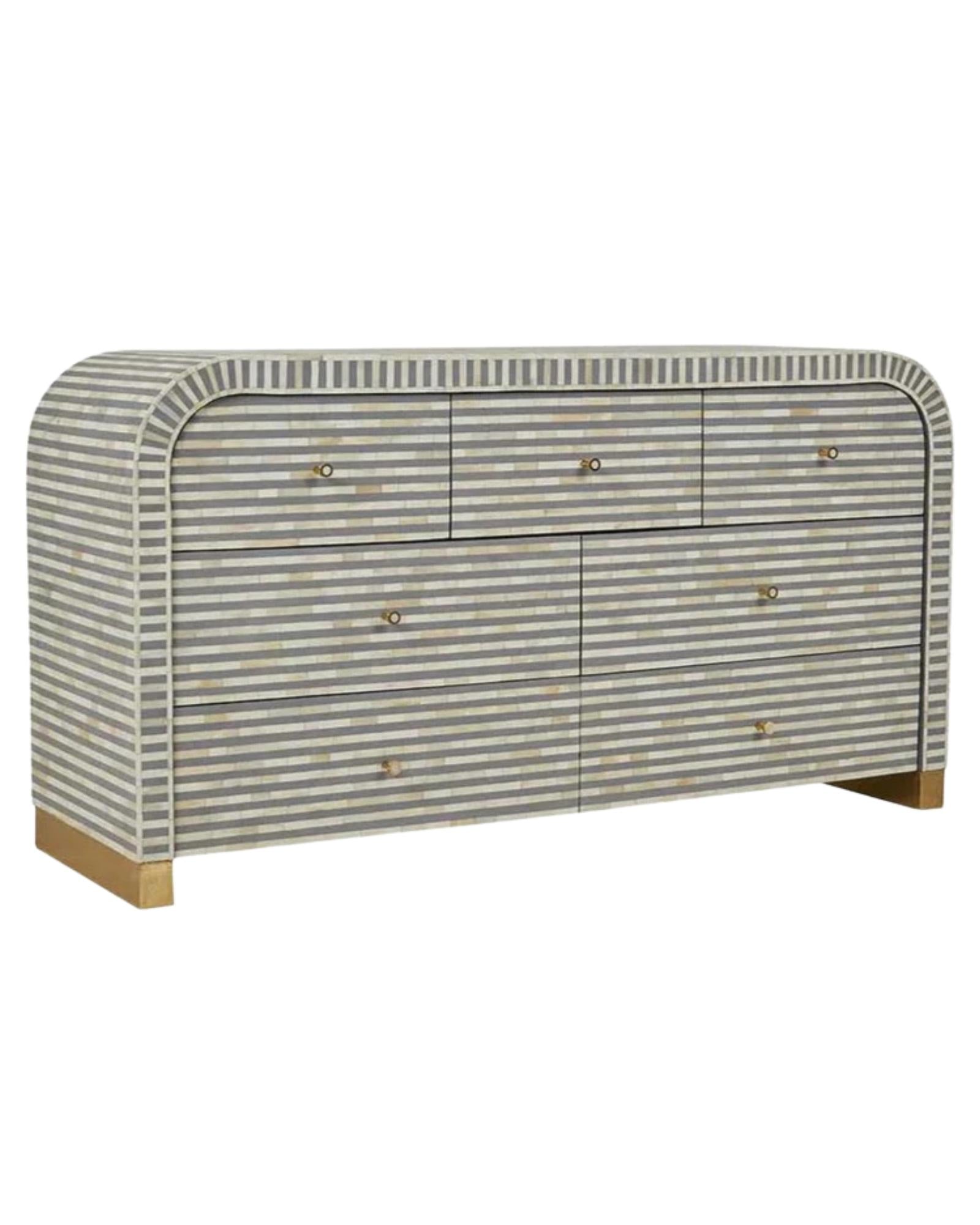 Saphed Bone Inlay Chest of Drawers - Grey Bone Inlay - Tabeer Homes
