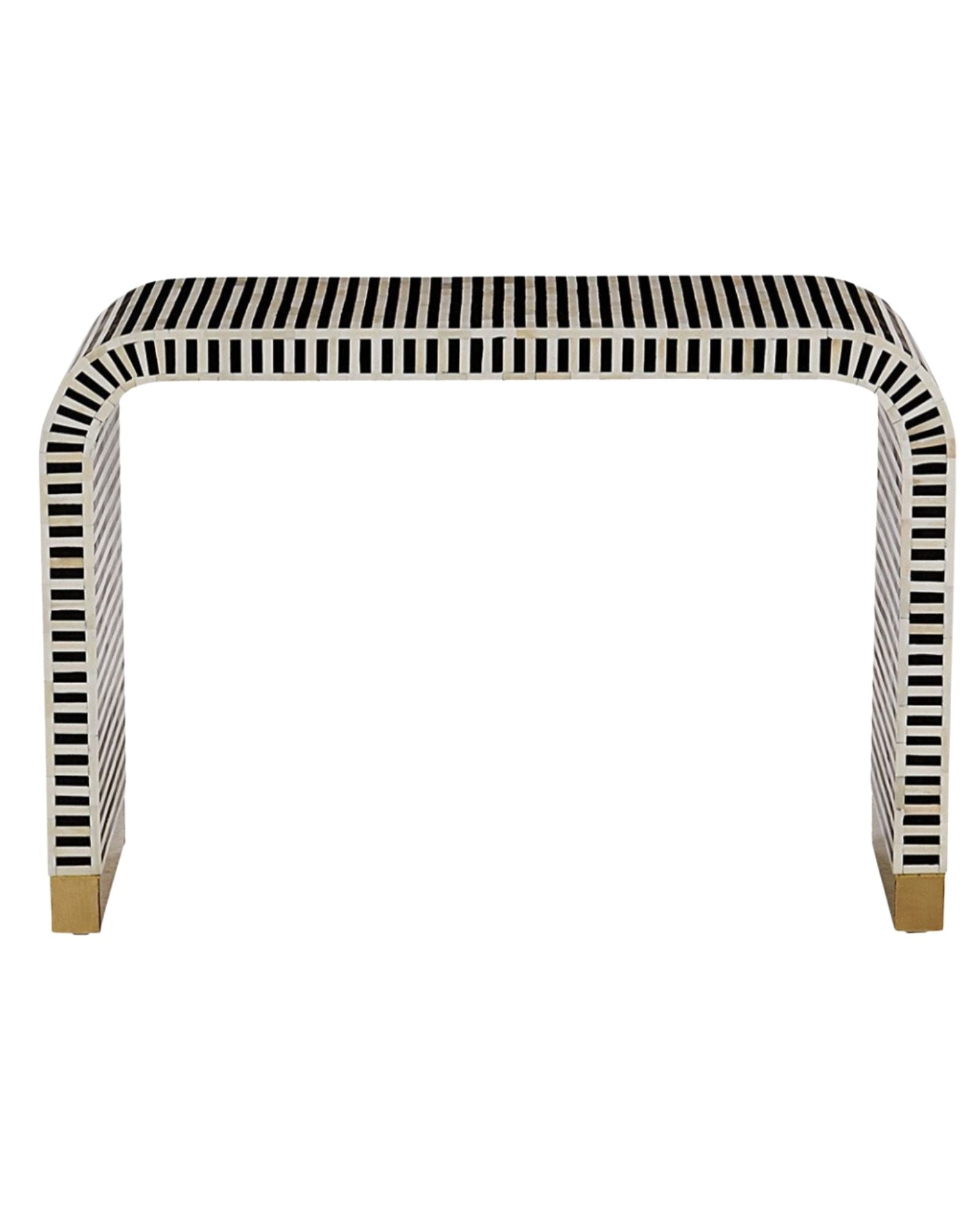 Saphed Console Table - Black & White Bone Inlay