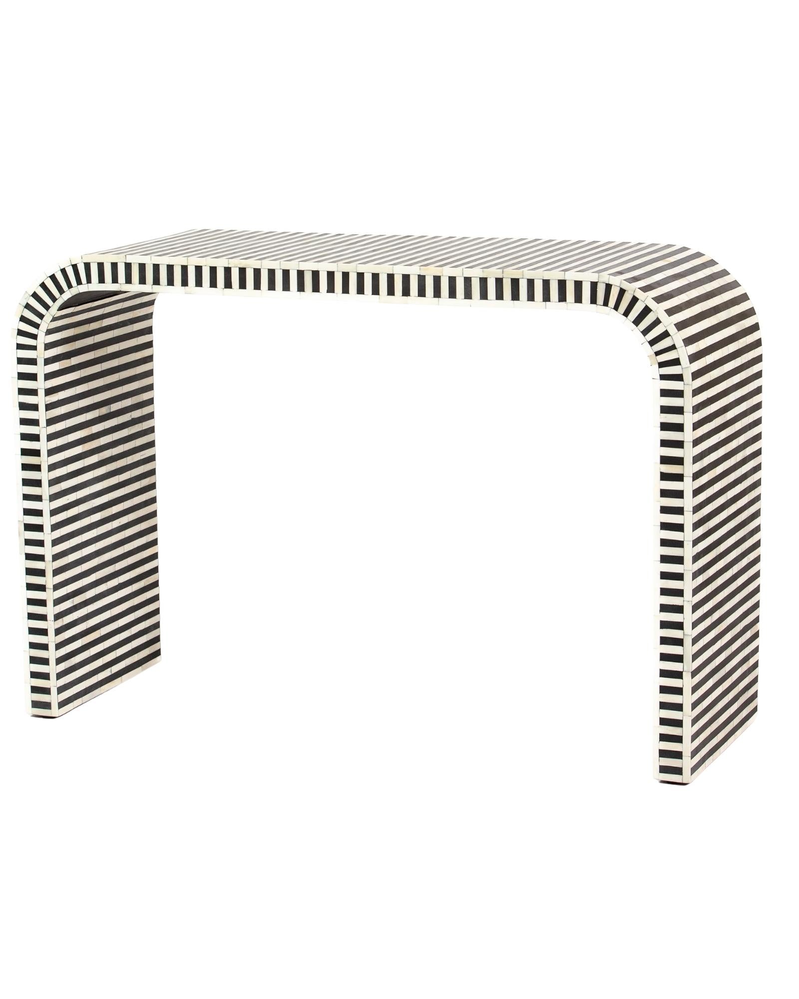 Saphed Console Table - Black & White Bone Inlay