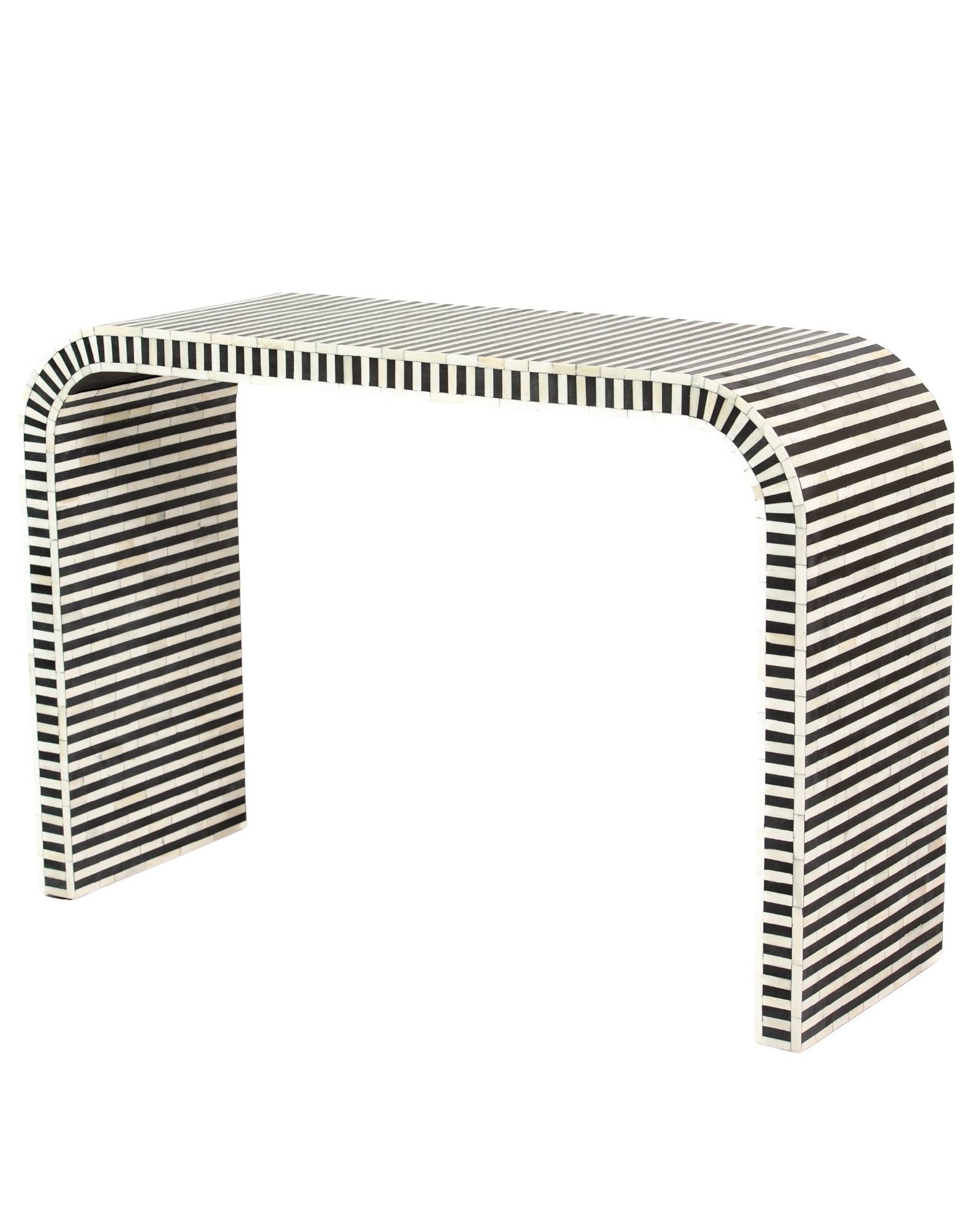 Saphed Console Table - Black & White Bone Inlay
