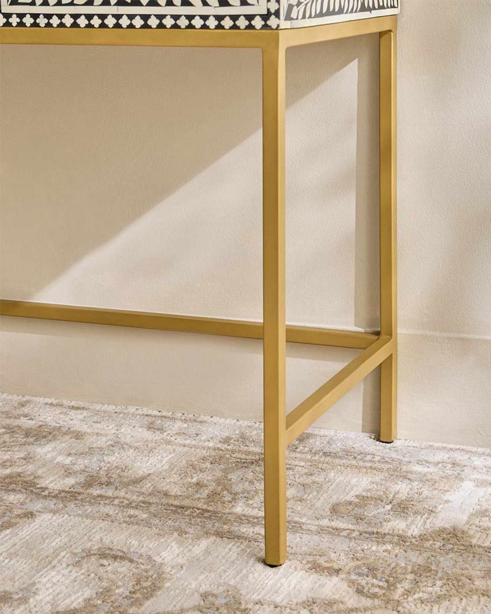Seema Dresser Console & Stool - Black & White Bone Inlay - Tabeer Homes