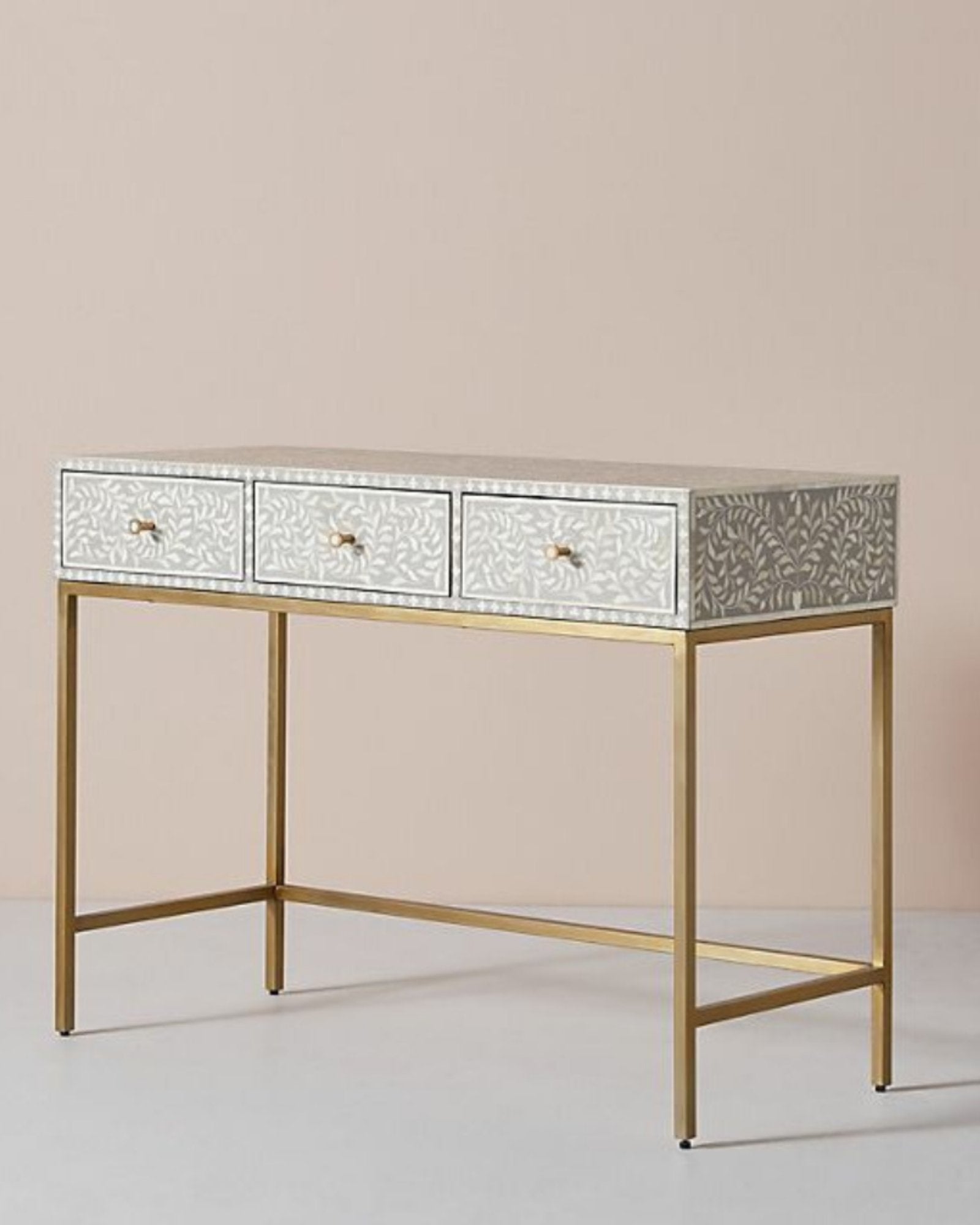 Seema Dresser Console & Stool - Grey Bone Inlay