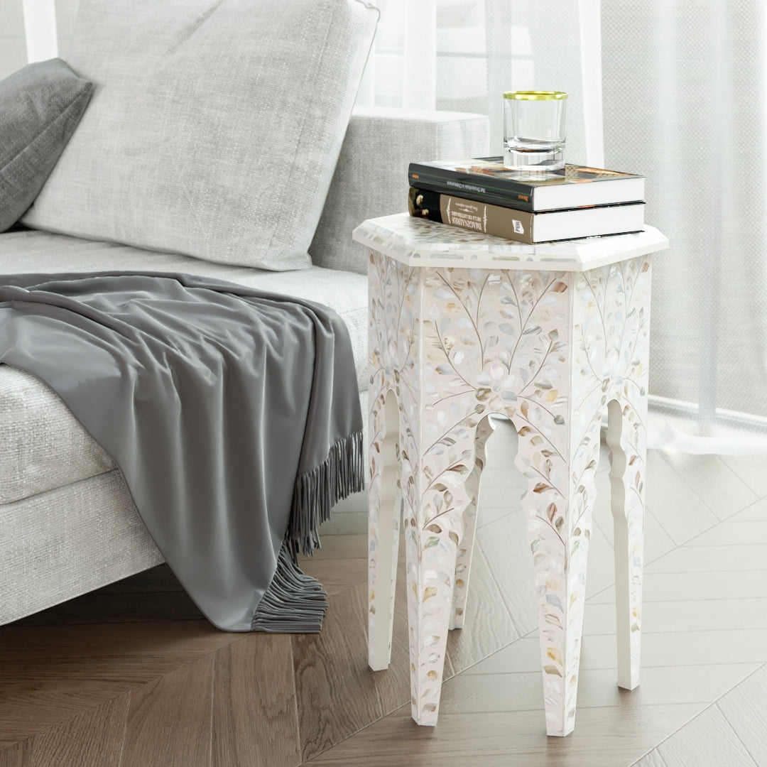 Yasmine Side Table - White Mother of Pearl Inlay