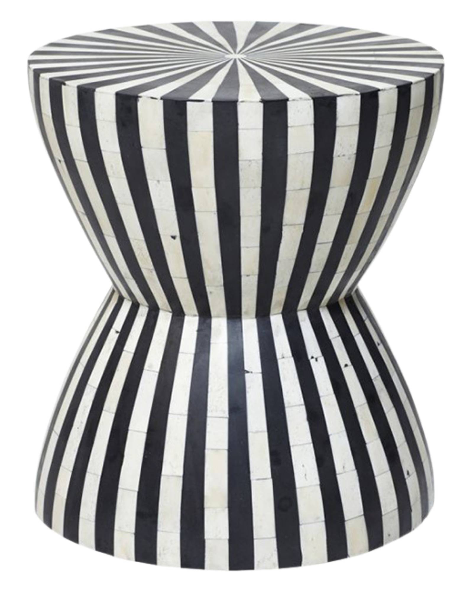 Surat Side Table - Black & White Bone Inlay - Tabeer Homes
