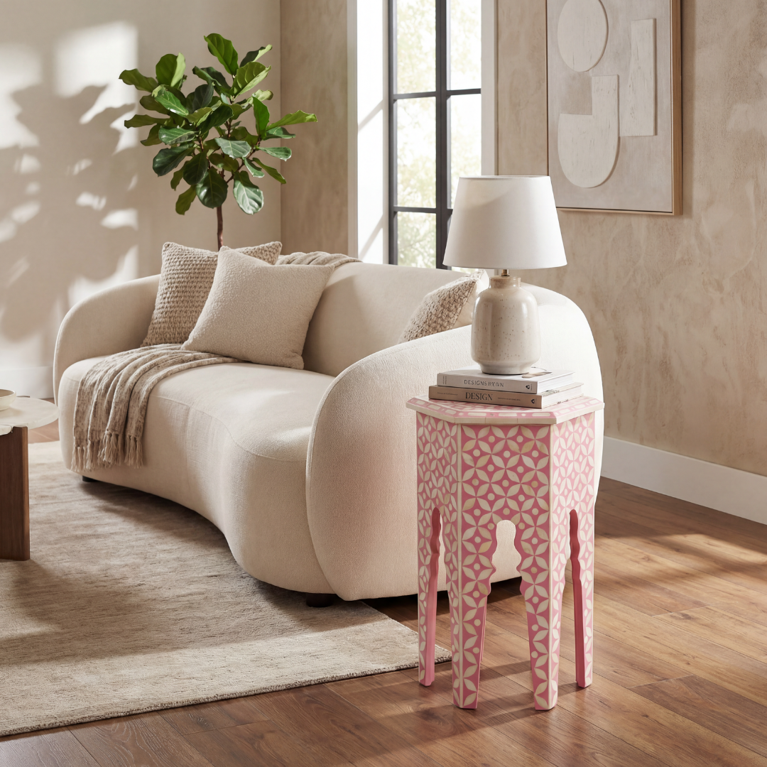 Yasmine Side Table - Pink Bone Inlay