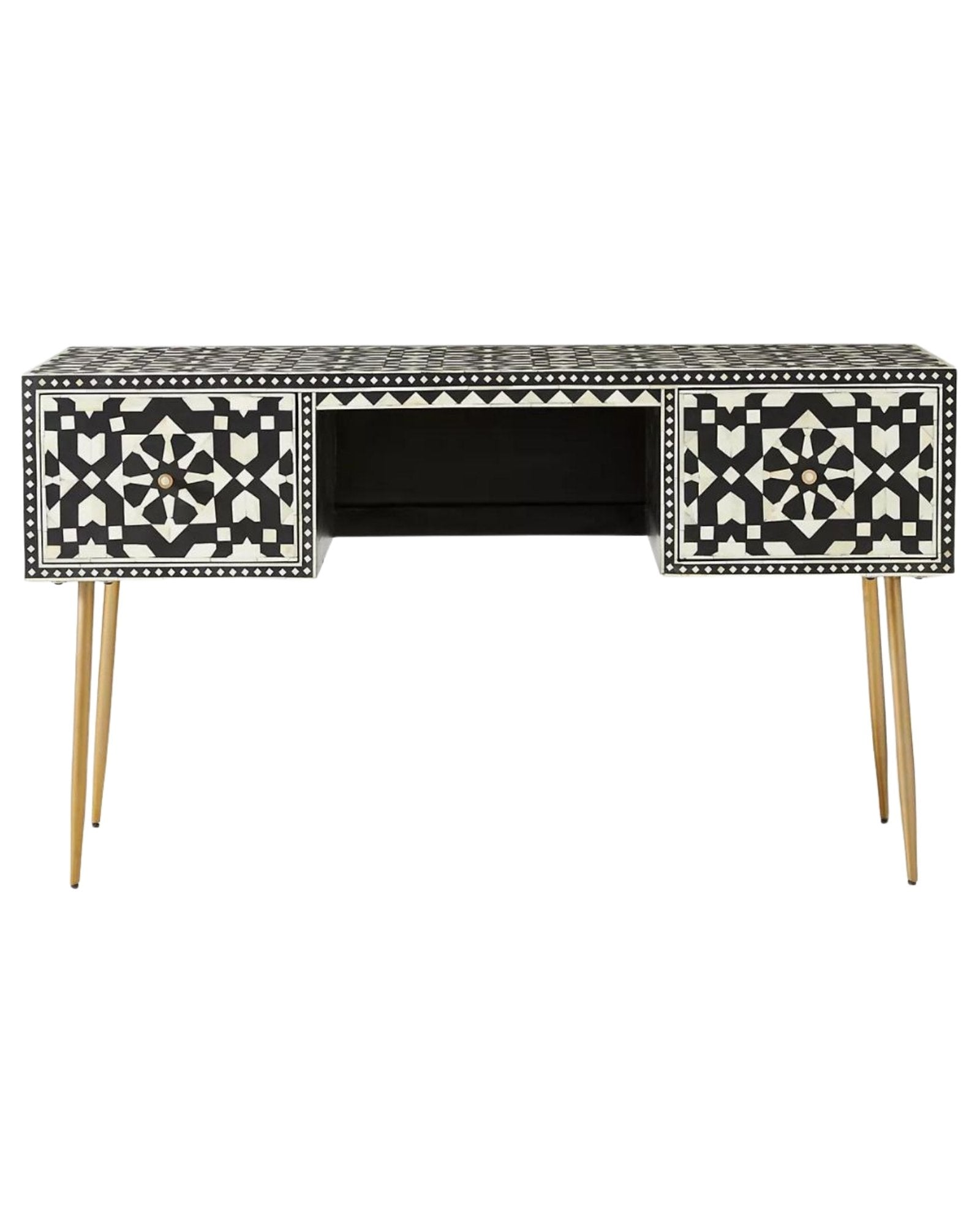 Taara Console Desk - Black Bone Inlay - Tabeer Homes