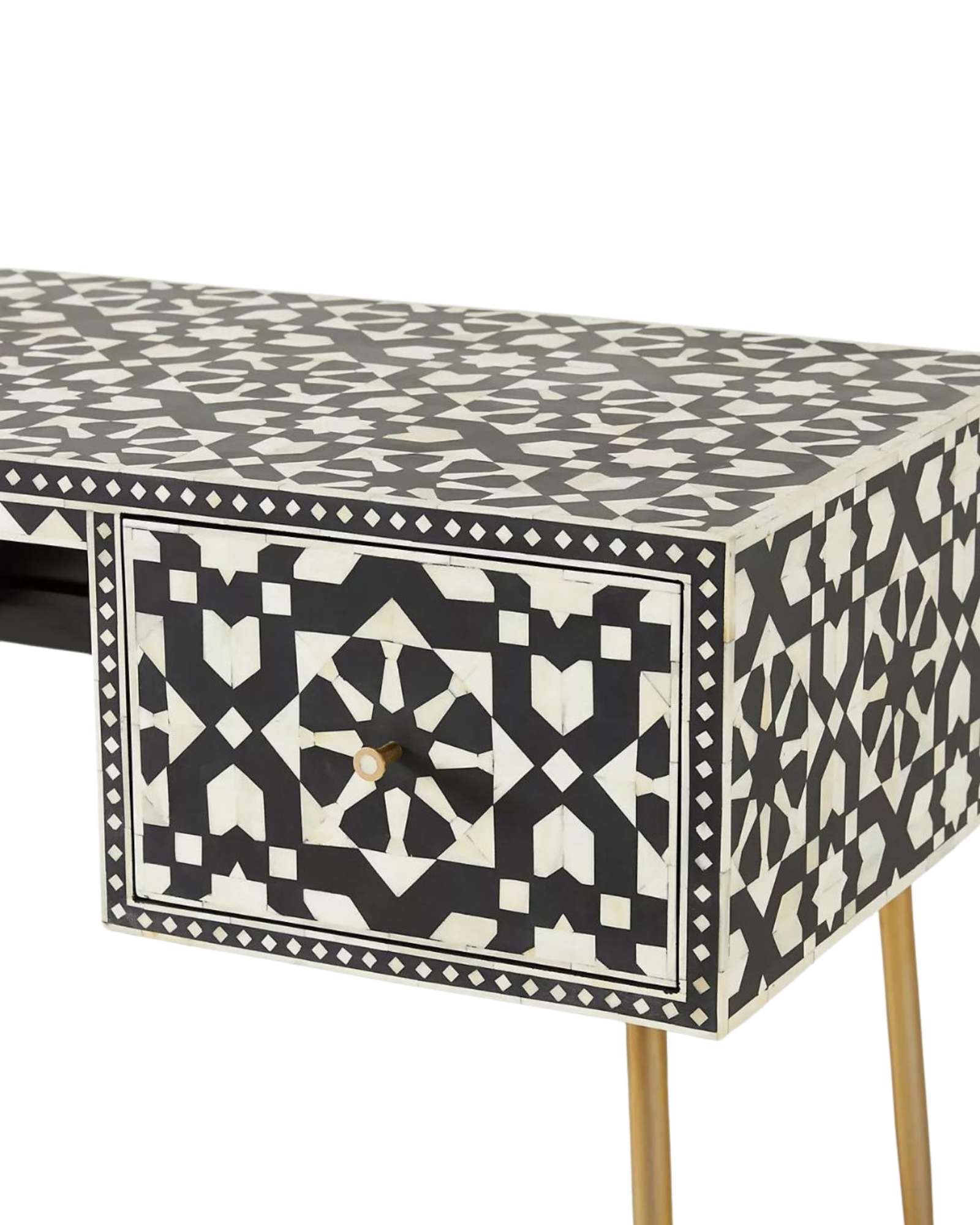 Taara Console Desk - Black Bone Inlay - Tabeer Homes
