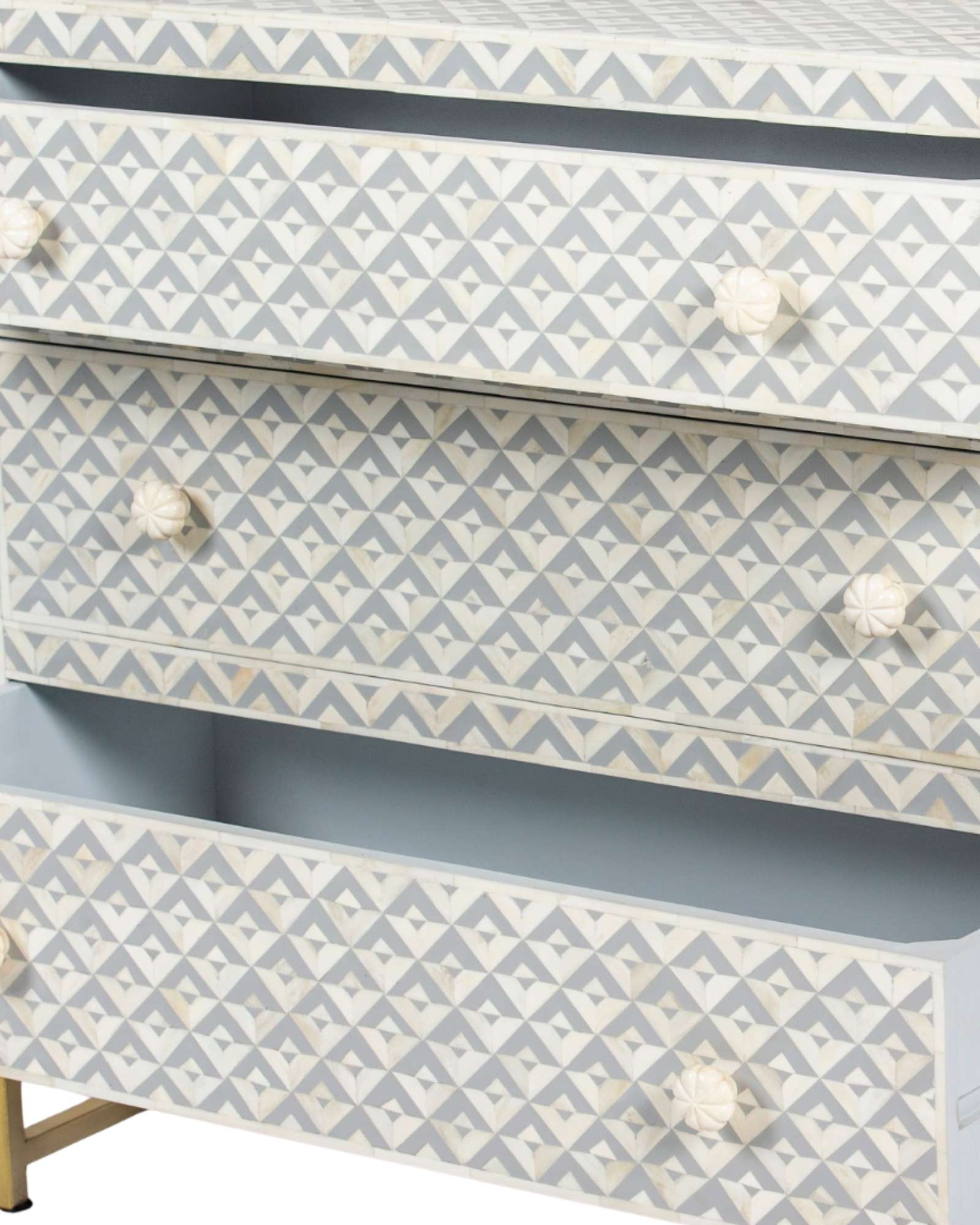 Trikon Chest of Drawers - Grey Bone Inlay by Tabeer Homes
