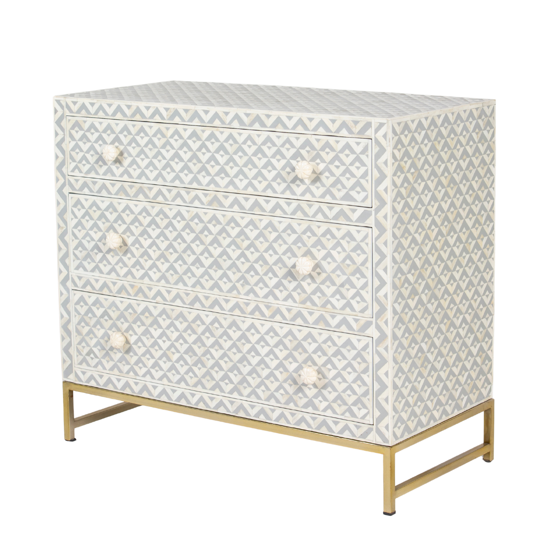 Trikon Chest of Drawers - Grey Bone Inlay by Tabeer Homes