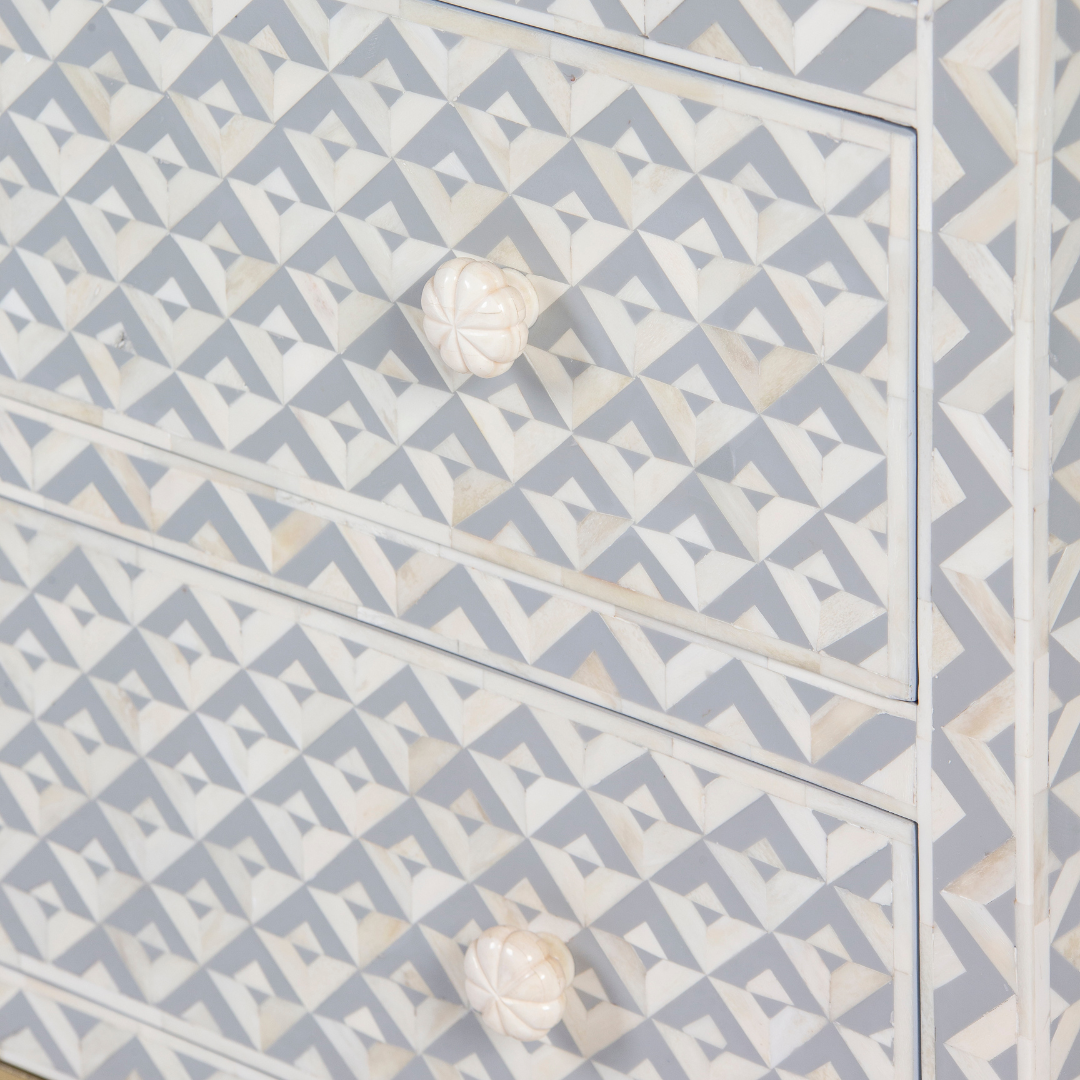 Trikon Chest of Drawers - Grey Bone Inlay by Tabeer Homes