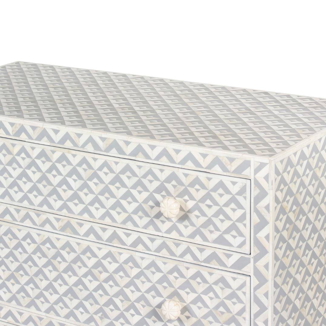 Trikon Chest of Drawers - Grey Bone Inlay by Tabeer Homes